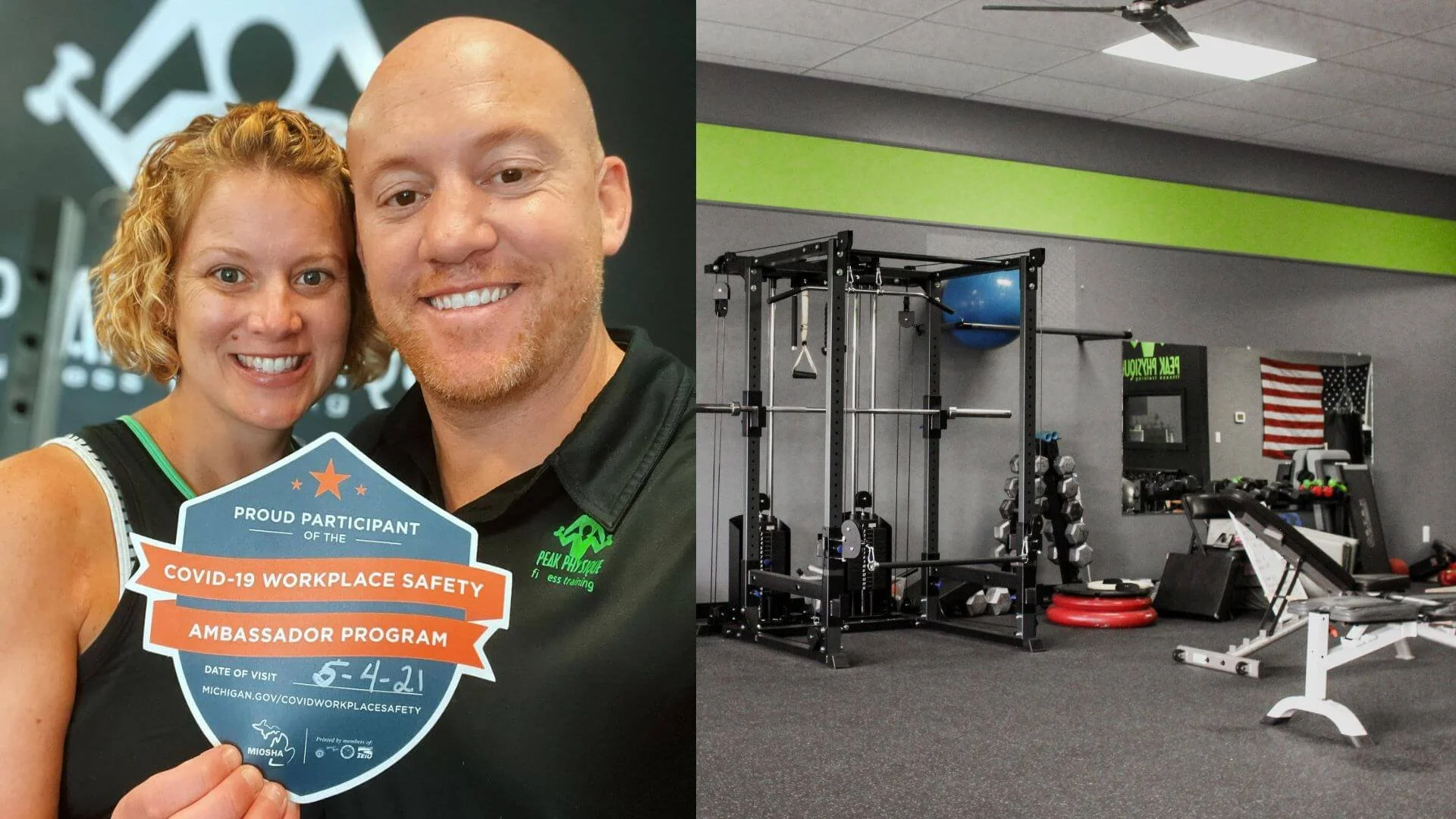 nick and lissa, co-owners of peak physique, holding their workplace safety certification