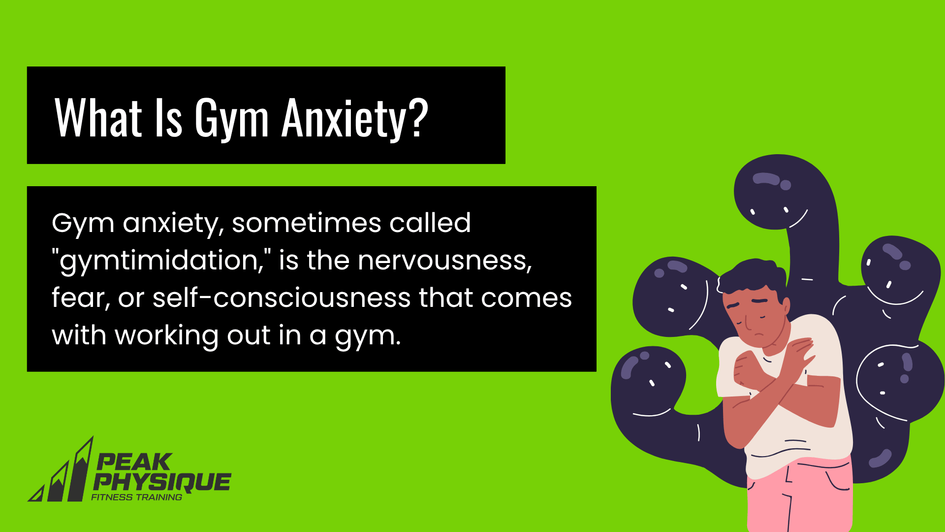 graphic that explains the definition of gym anxiety