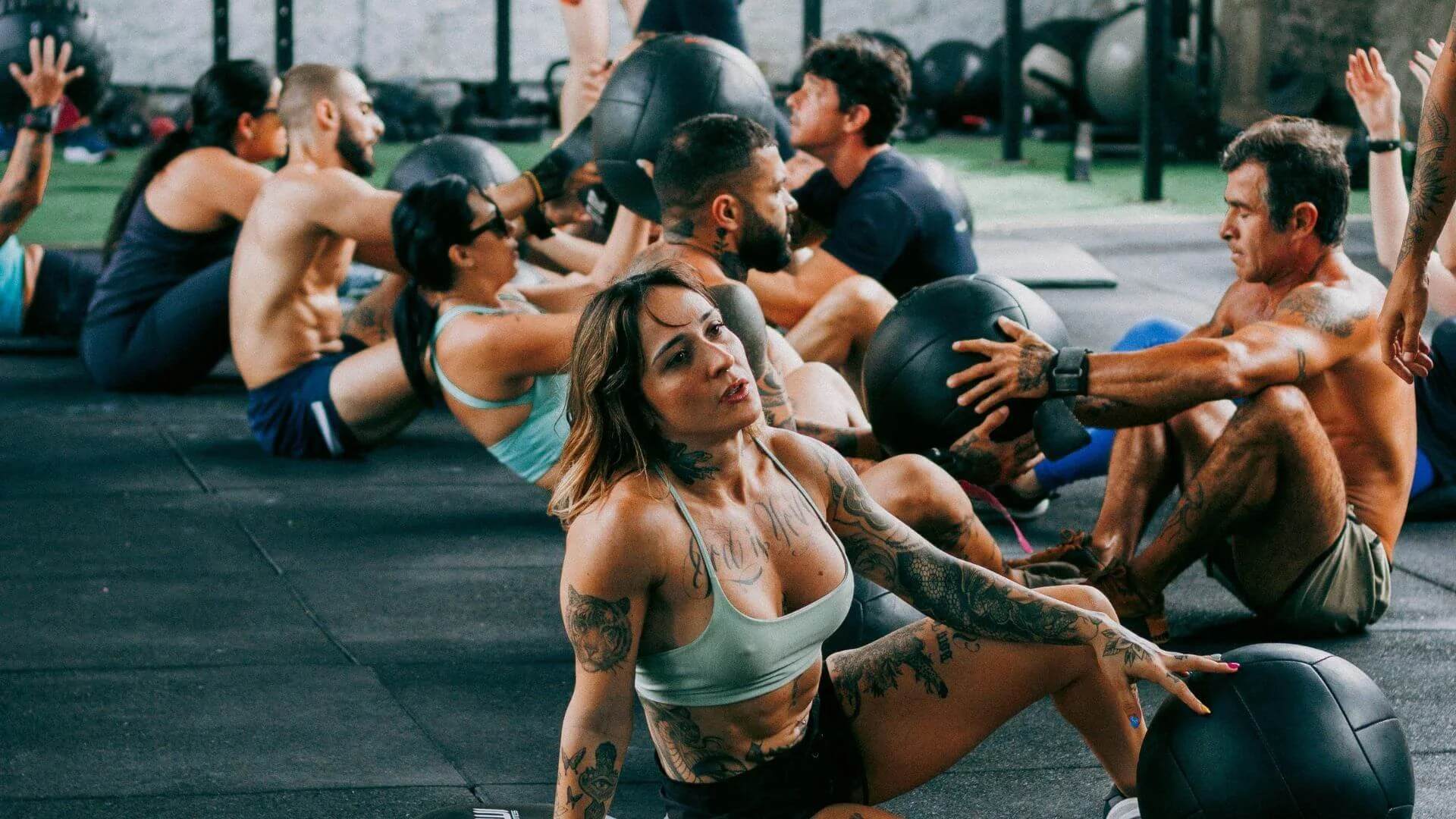 a group of people training and exercising together