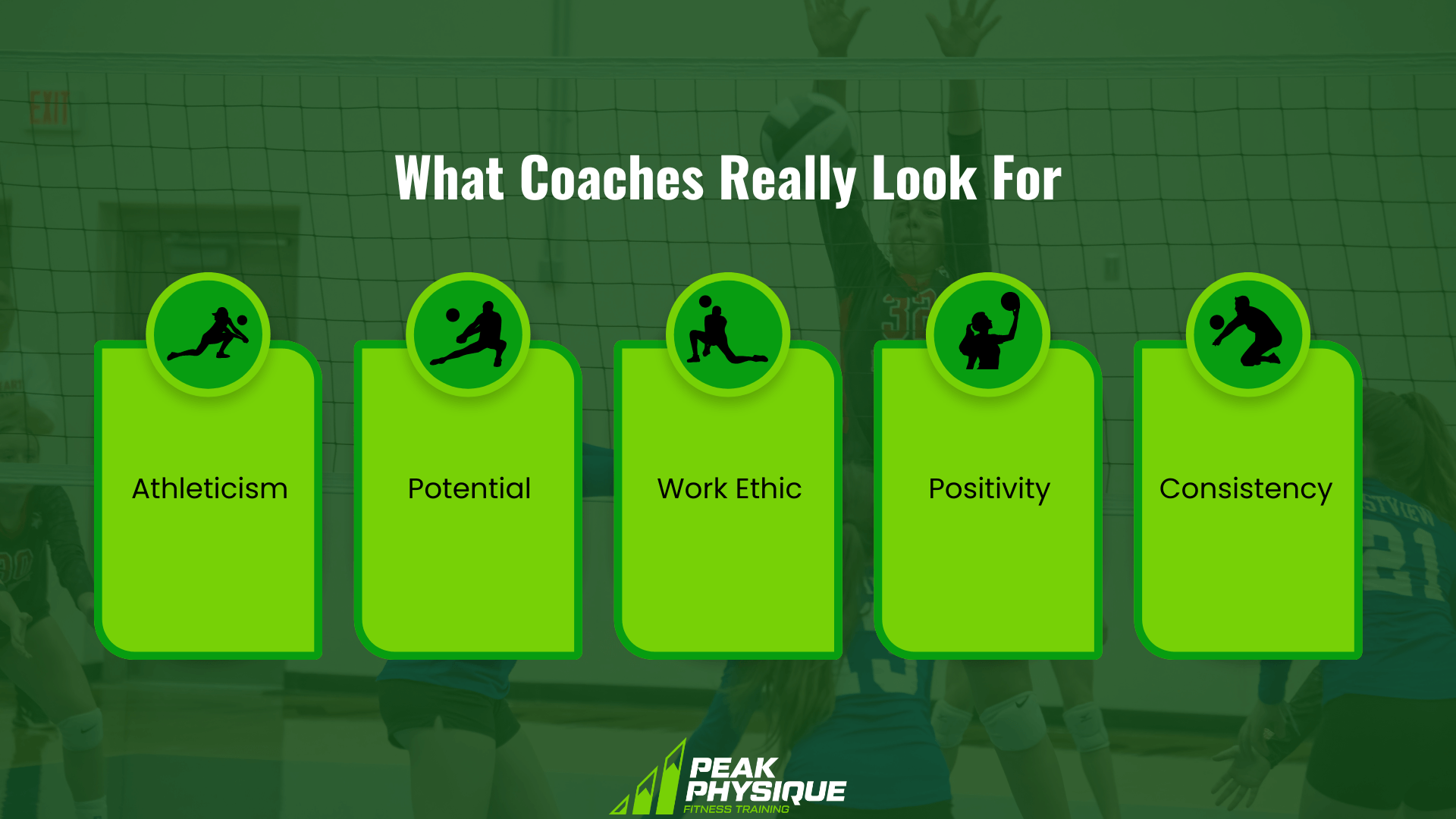 graphic showing Bonus Volleyball Tryout Tips: What Coaches Really Look For
