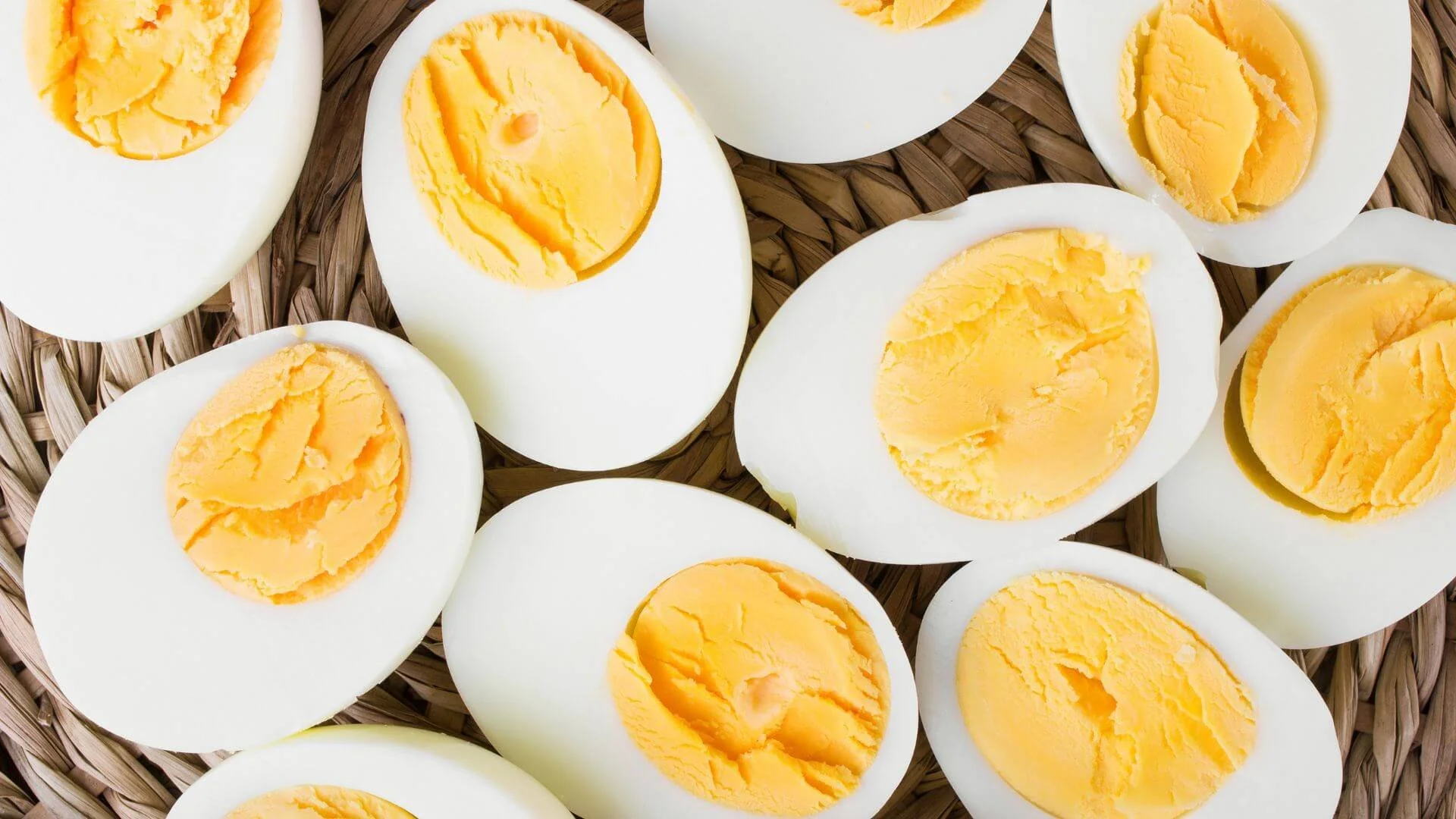 hard boiled eggs cut in half for a healthy meal prep idea snack