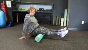 lissa using a foam roller