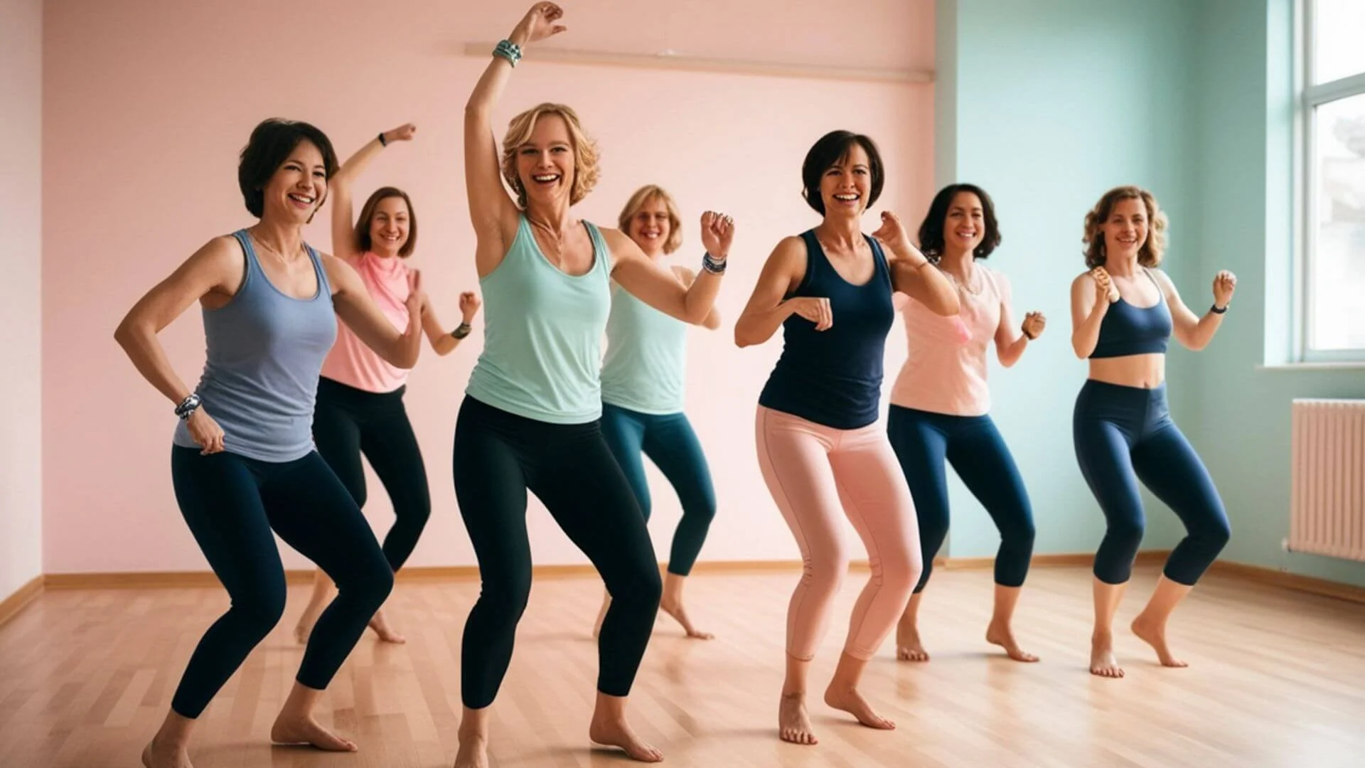 woman happily doing zumba as their fitness program