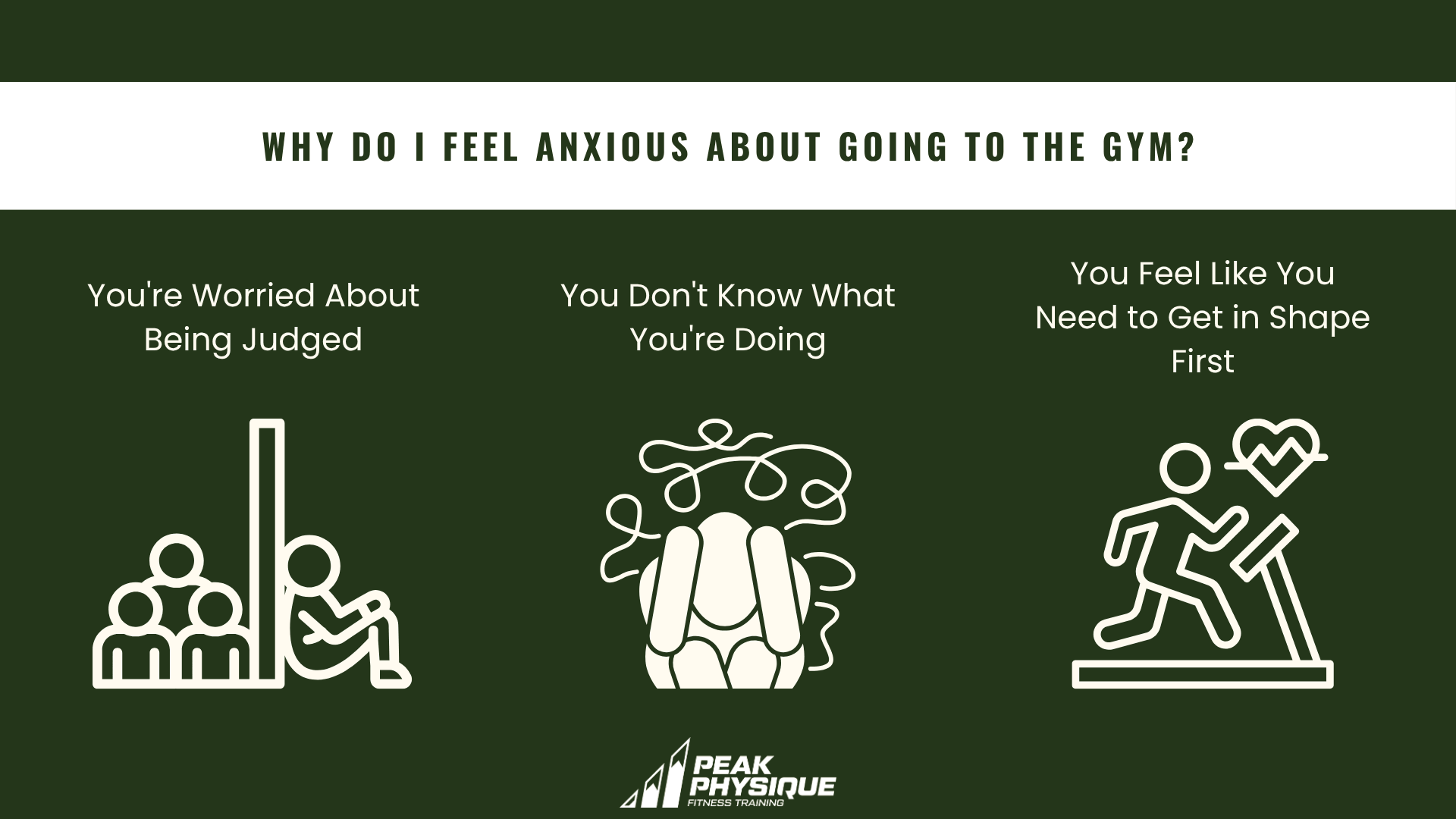 a graphic showing why someone might feel anxious about going to the gym