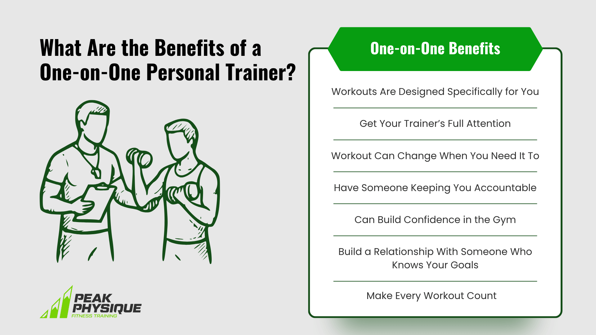 graphic highlighting the benefits of one on one personal training