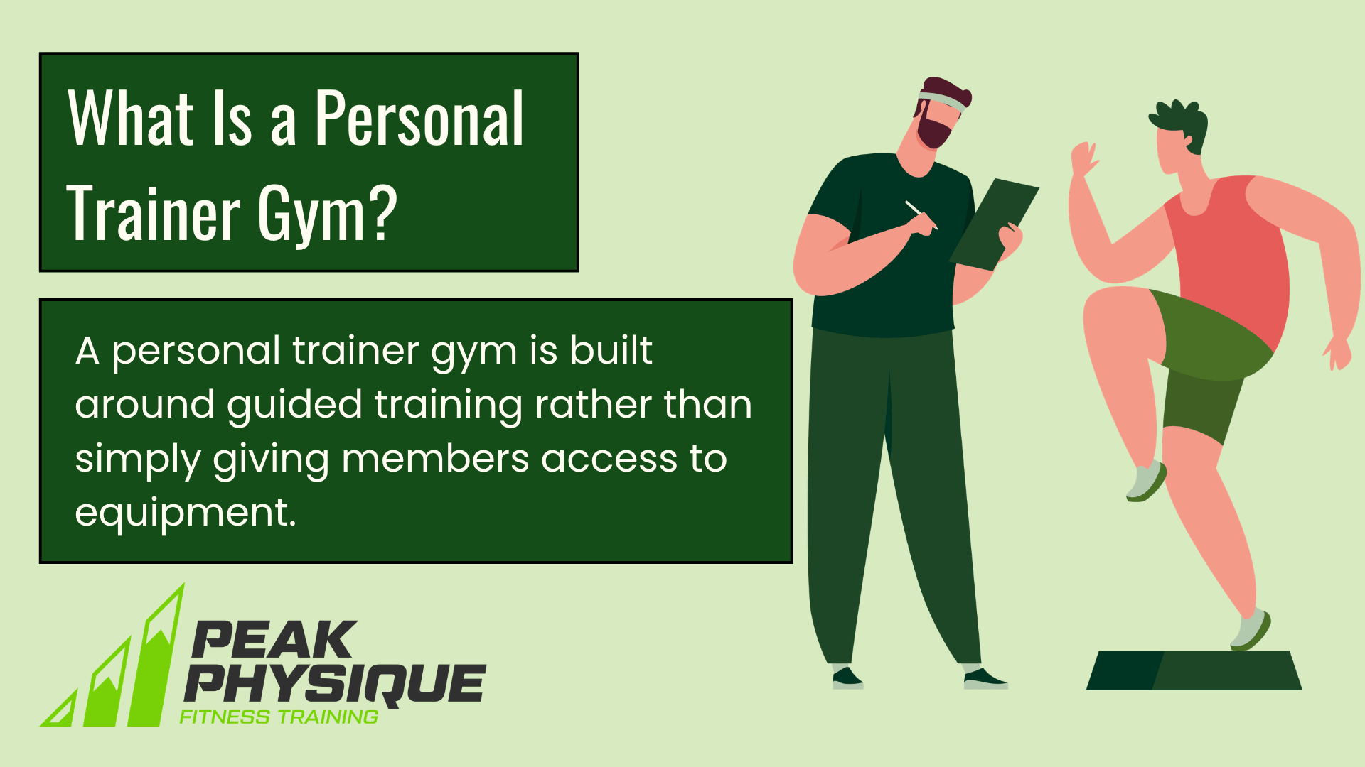 graphic showing the definition of a personal trainer gym