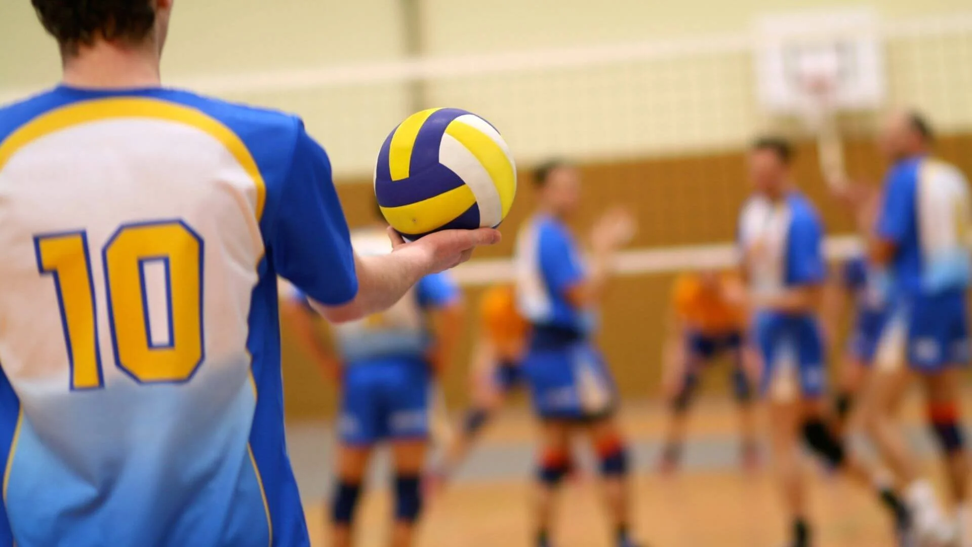 people playing competitive vollyball