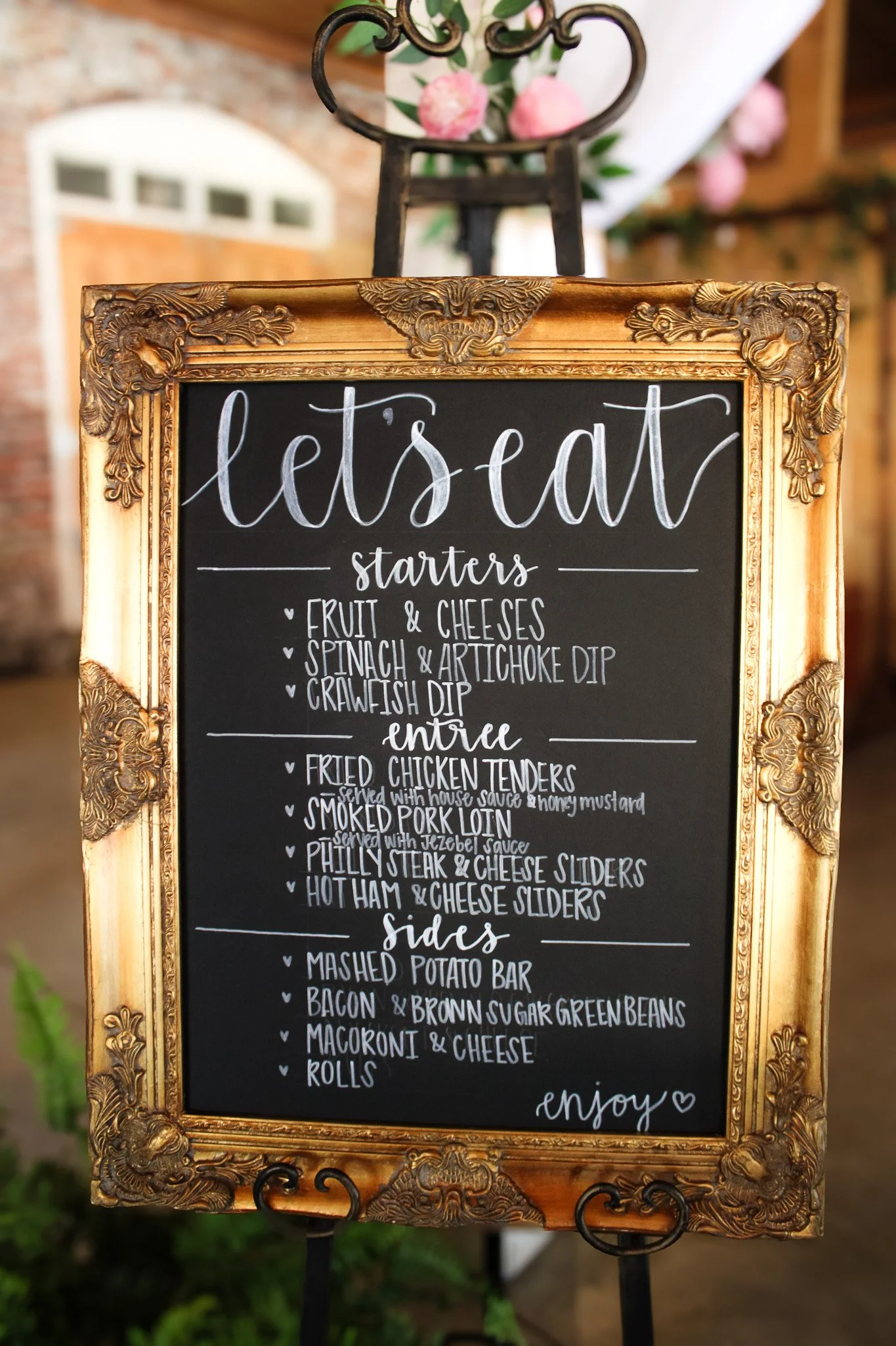 Vintage Gold Ornate Chalkboard Easel Sign