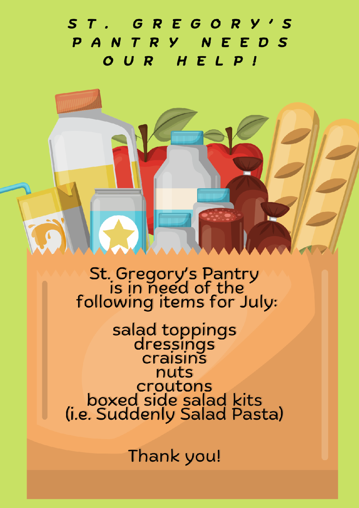 St. Gregory's Pantry Needs Our Help