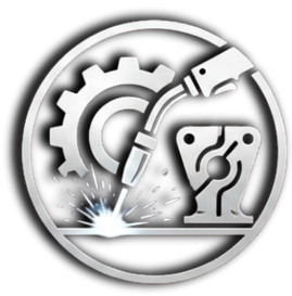 A gear with a paint sprayer applying paint inside a glass, representing technology and art.