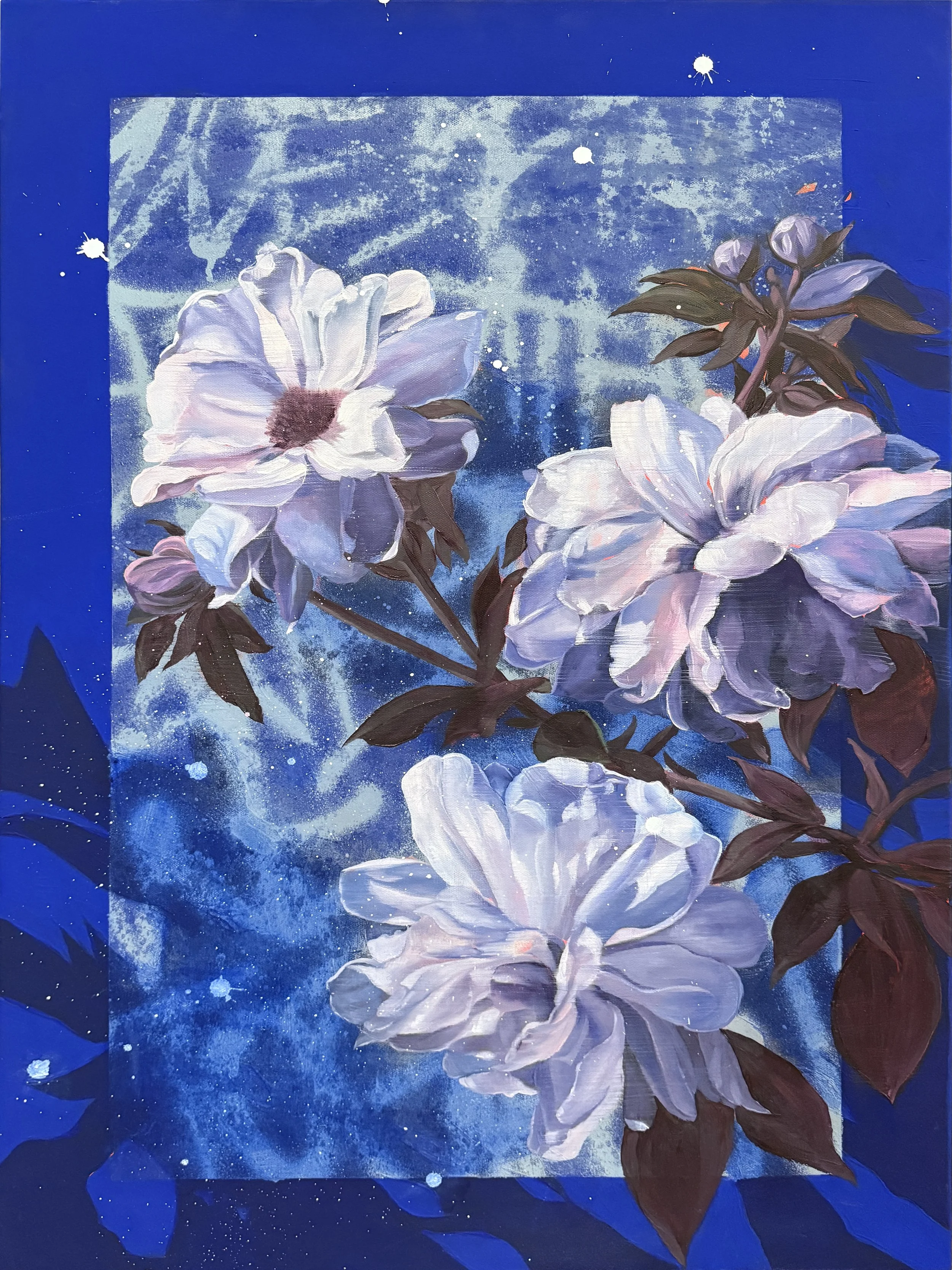 Yanoe BLUE FLOWERS 24"x36" Oil on canvas