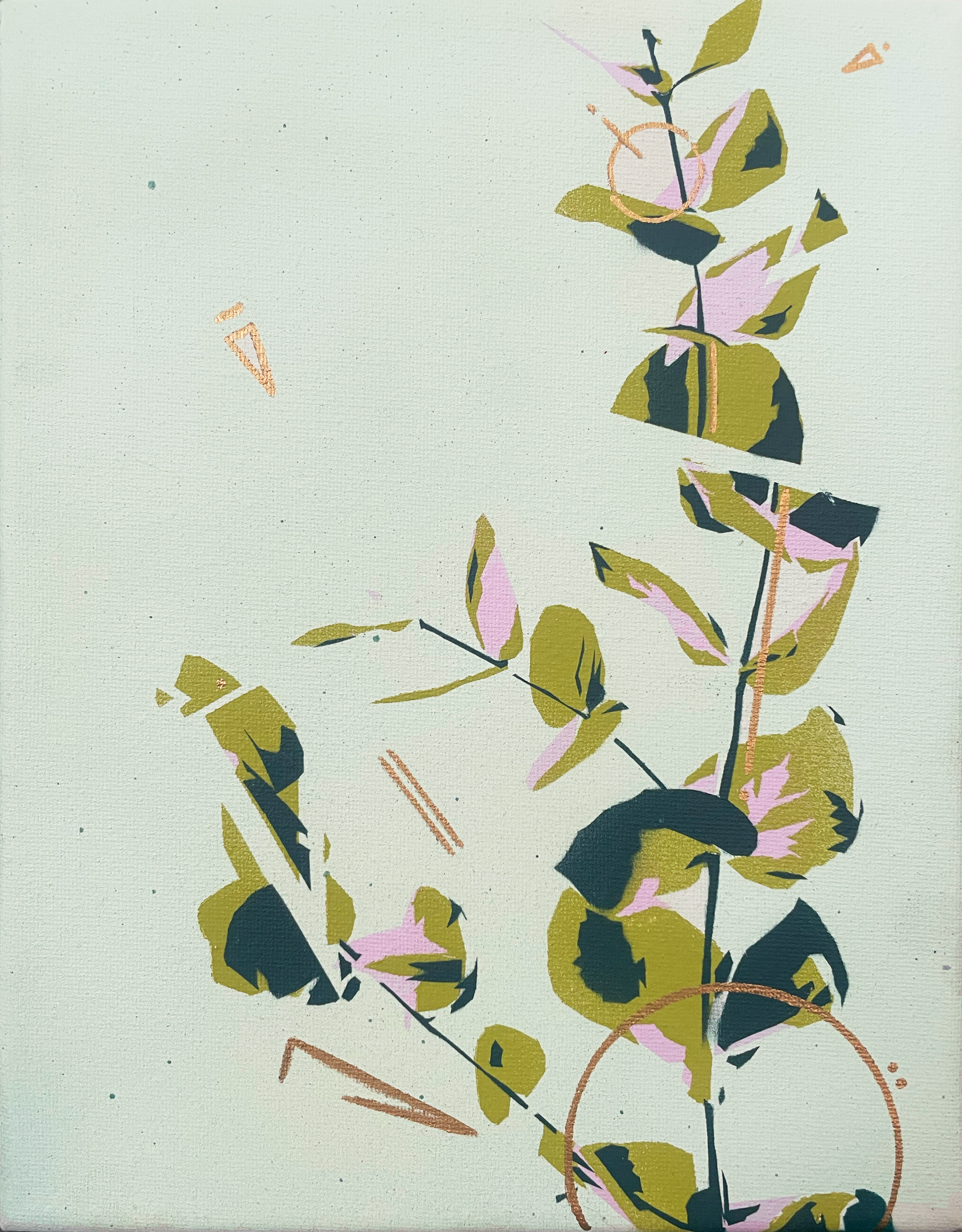 Elliott Klein STILL LIFE 2 - SINGLE BRANCH 8"x10" Spray paint and acrylic on canvas