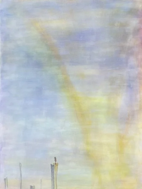 John Nau CLIFF 1  48"x60" Oil and watercolor on canvas