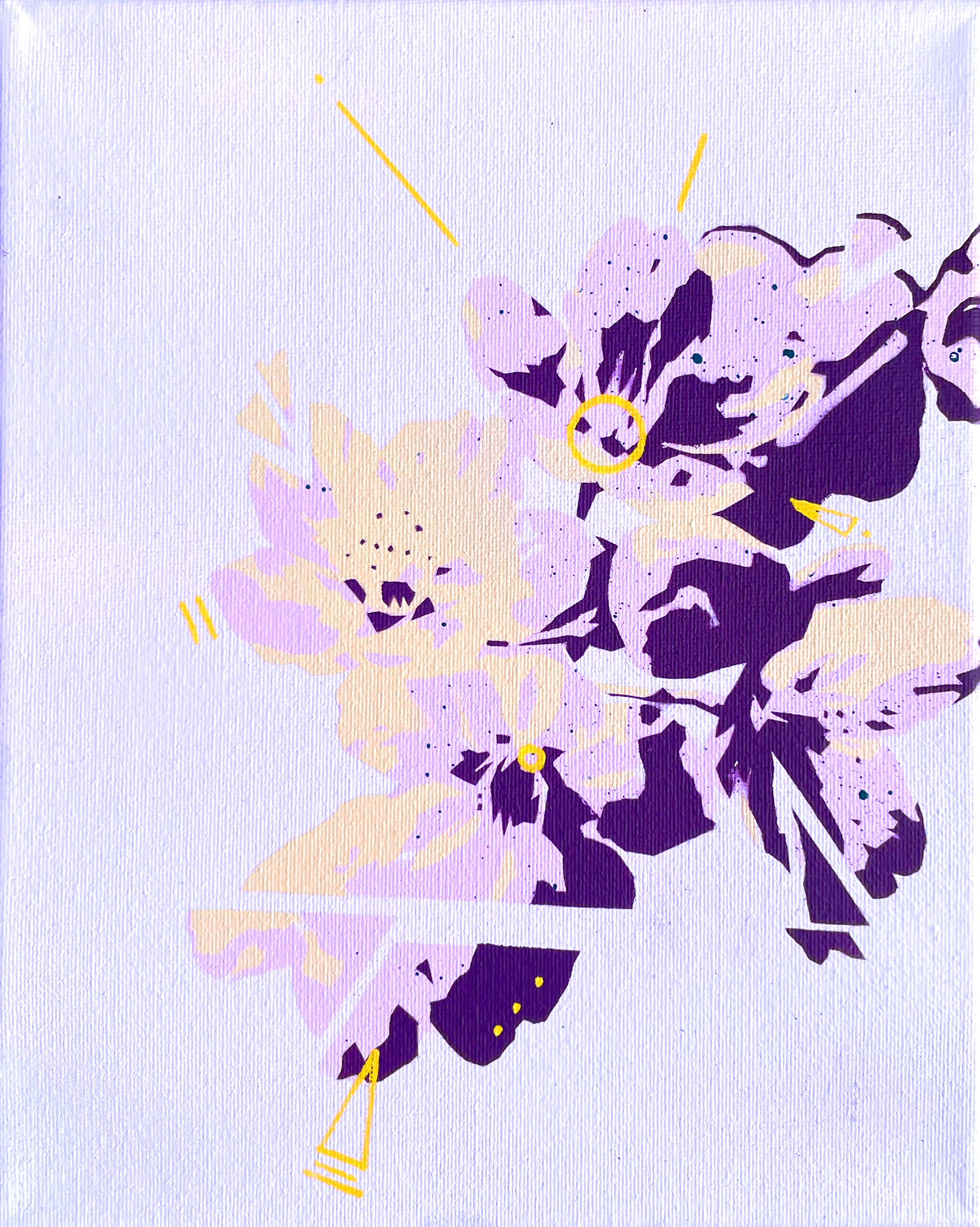Elliott Klein STILL LIFE 1 - FLOWER BUSH 8"x10" Spray paint and acrylic on canvas
