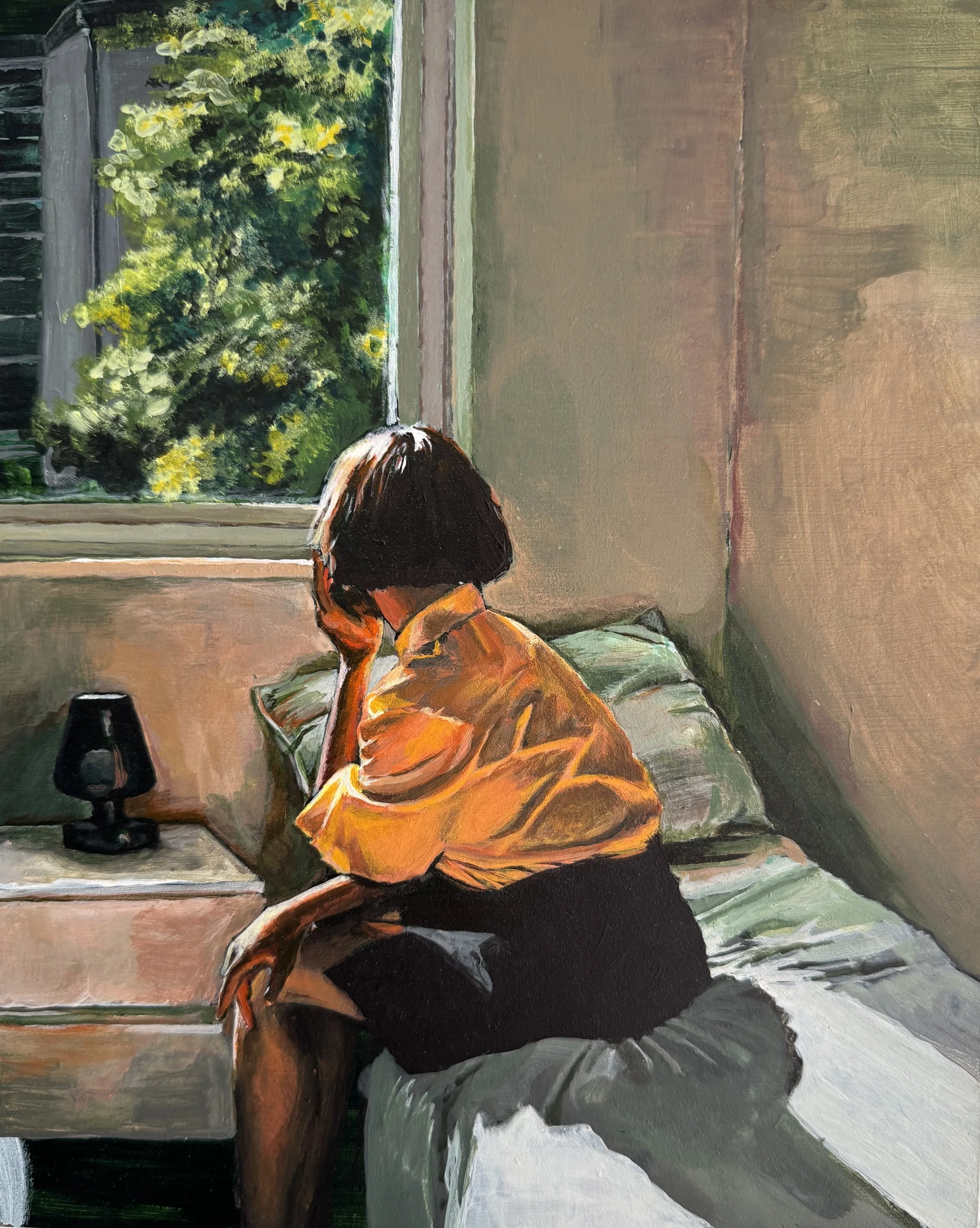 Ali Berk A MOMENT ALONE 8"x10" Acrylic on canvas