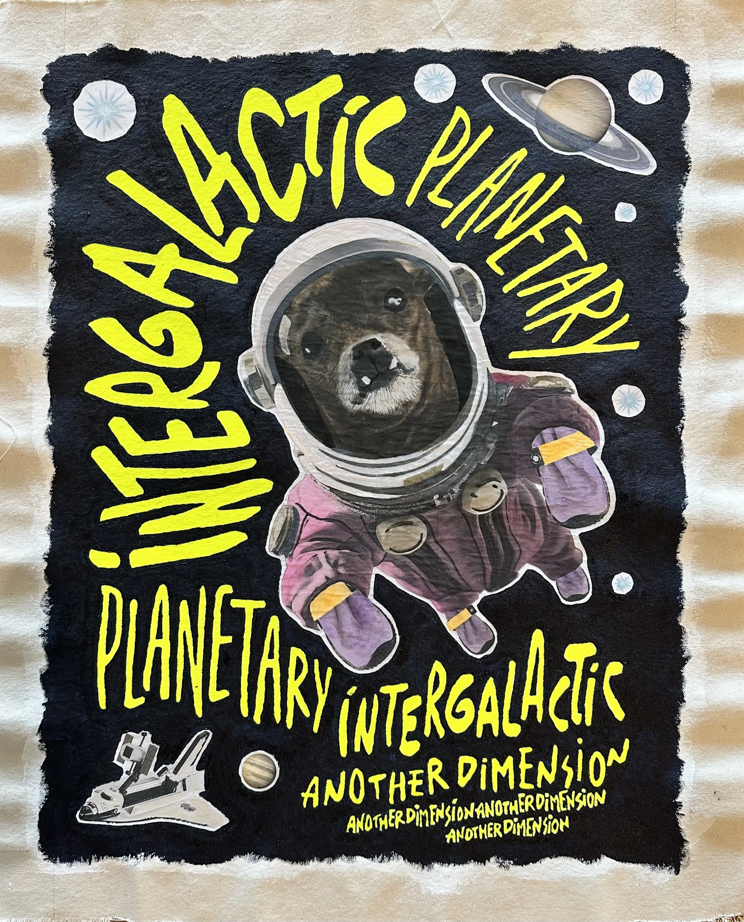 Gwen Echenagucia INTERGALACTIC 18"x24" Mixed media - laser print and acrylic paint on unstretched canvas