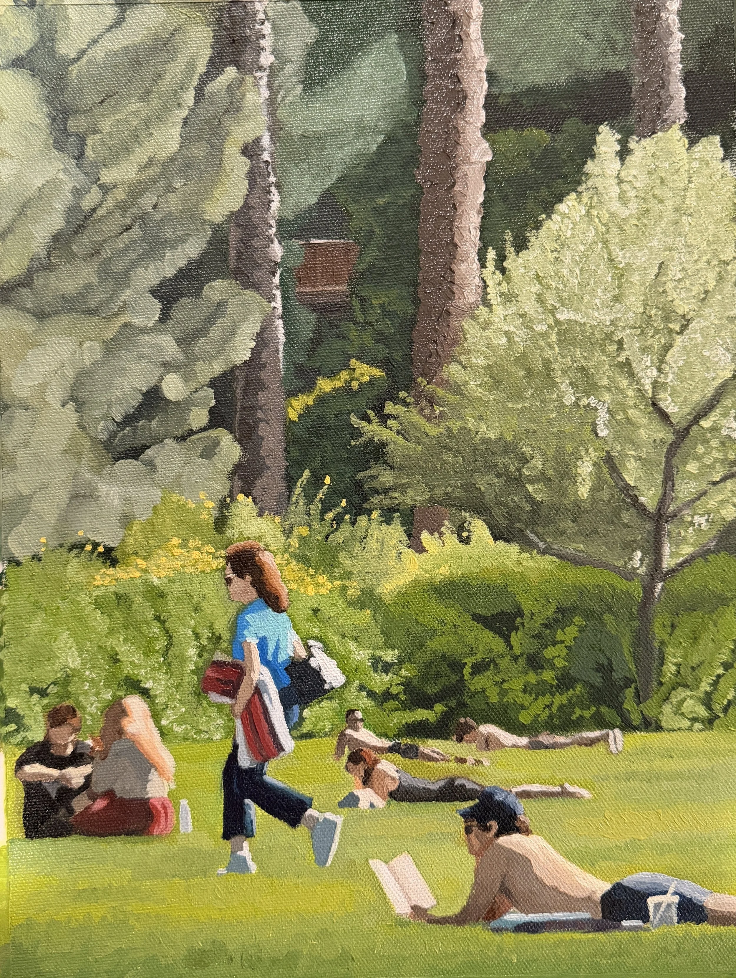 Reilly Baker FIGURES AT SILVERLAKE MEADOWS 3  11"x14" Oil on canvas panel