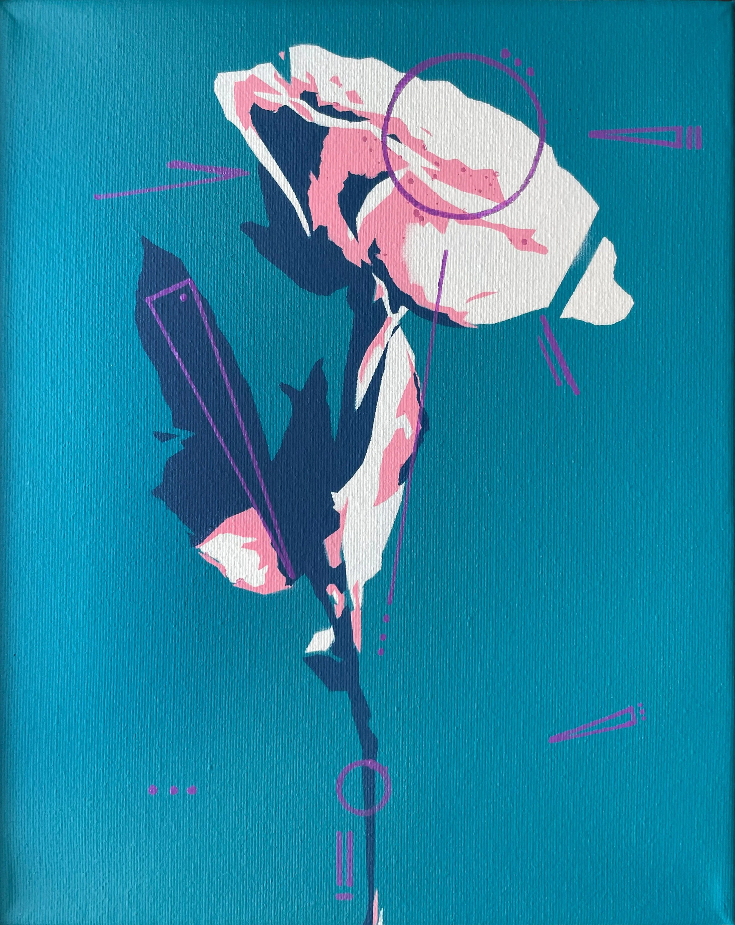 Elliott Klein STILL LIFE 1 - SINGLE FLOWER 8"x10" Spray paint and acrylic on canvas