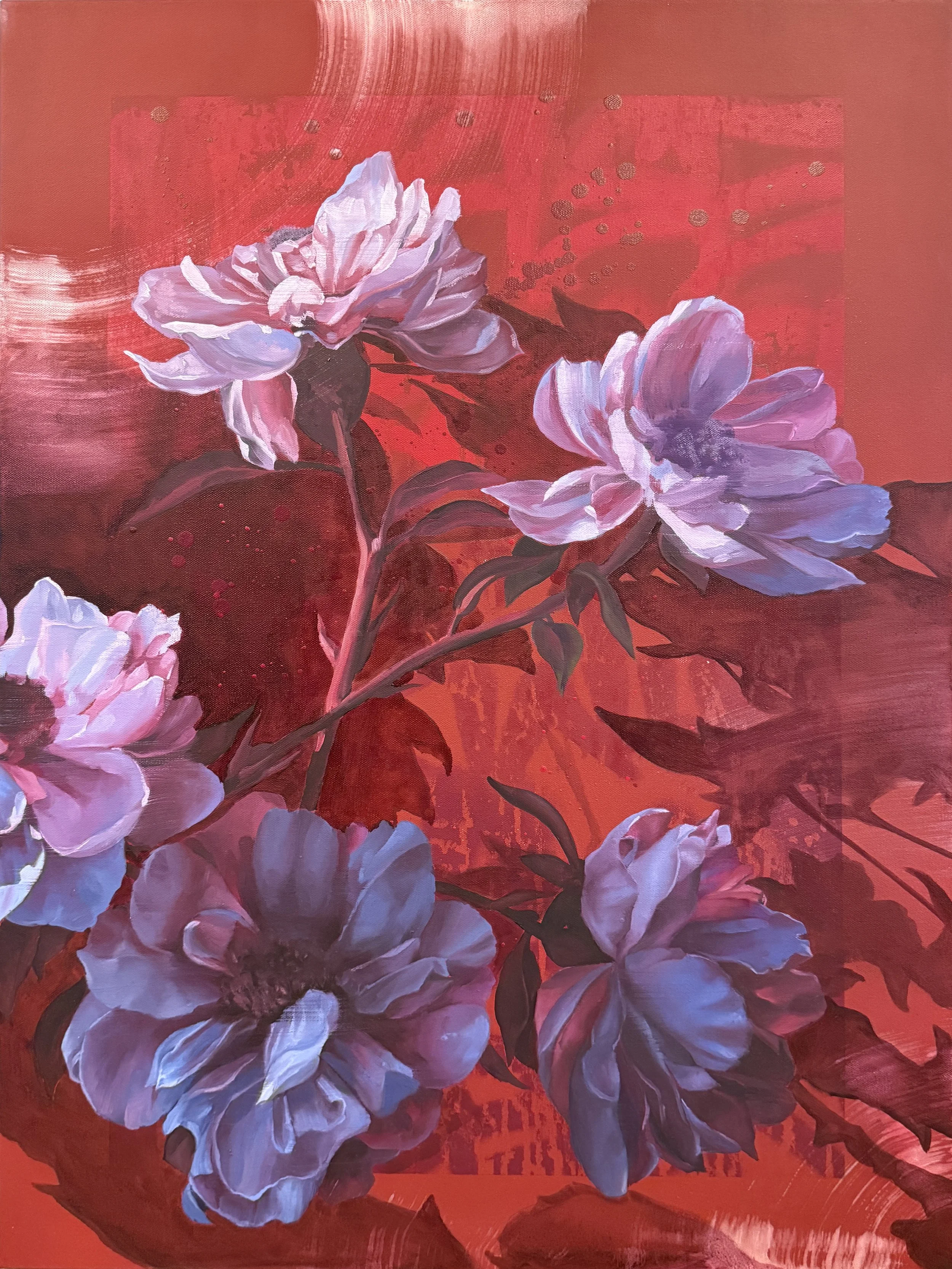 Yanoe RED FLOWERS 24"x36" Oil on canvas