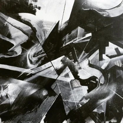 Stendec UNTITLED 2  20"x20" Acrylic and spray paint on canvas