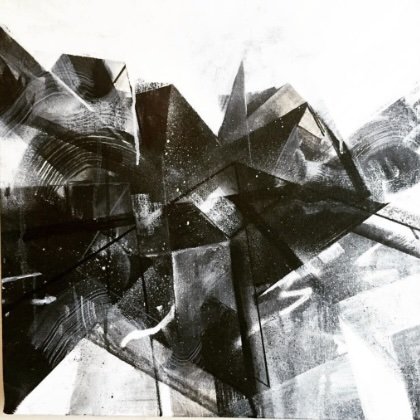 Stendec UNTITLED 1 20"x20" Acrylic and spray paint on canvas