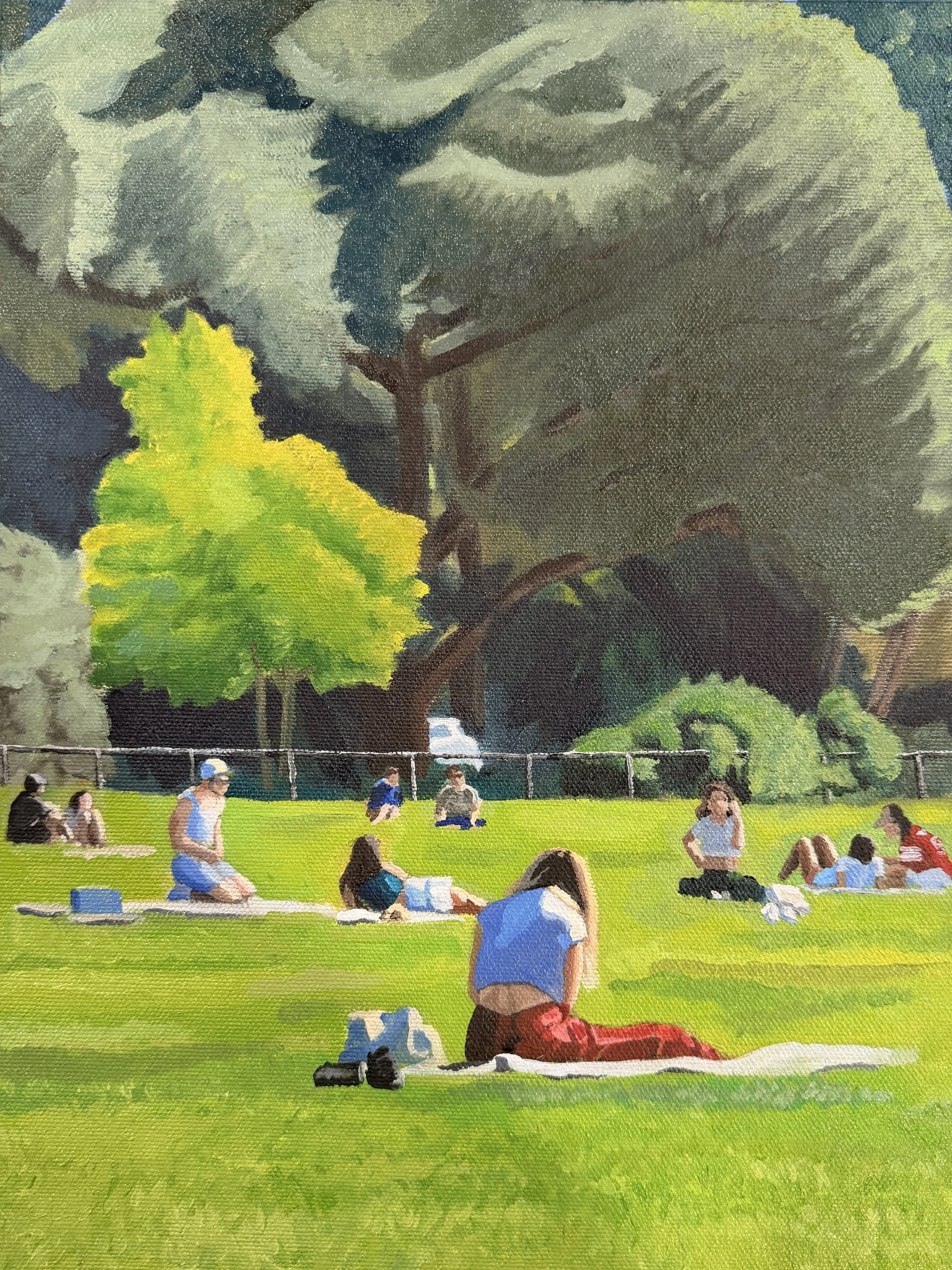 Reilly Baker FIGURES AT SILVERLAKE MEADOWS 1  11"x14" Oil on canvas panel