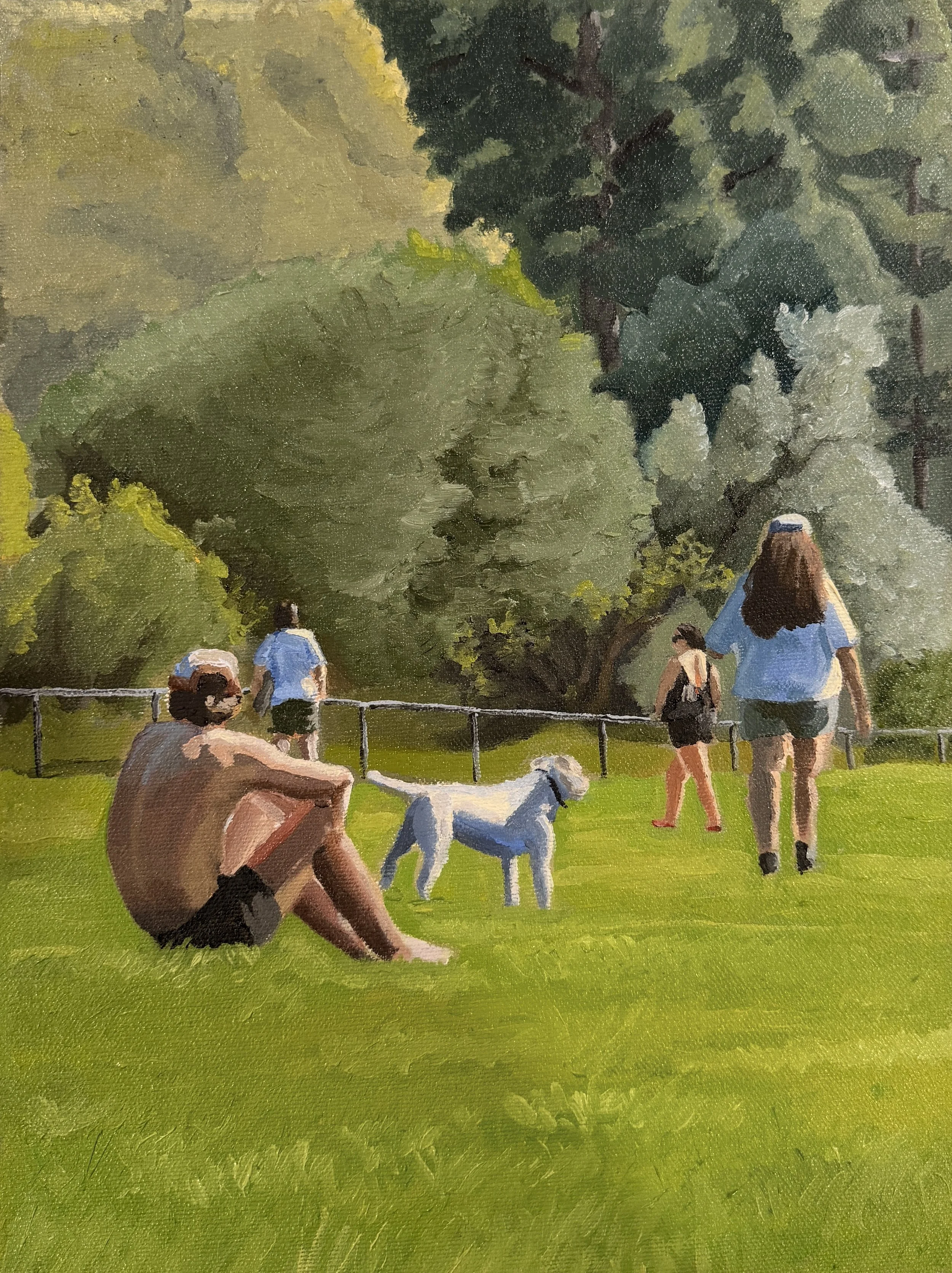 Reilly Baker FIGURES AT SILVERLAKE MEADOWS 2  11"x14" Oil on canvas panel