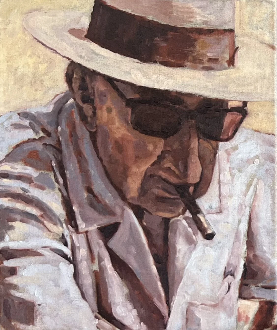 Ruben Beddeleem JOUEUR 2 - LES BOULISTES 13"x16" Oil on Belgian linen