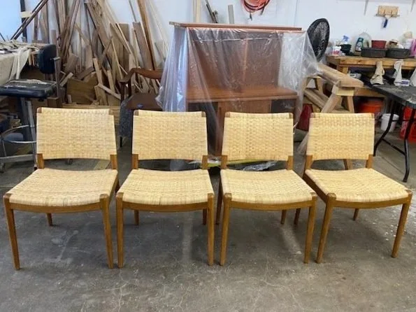 Boston MA Furniture Restoration: Hans Wegner Mid Century Danish Caned Chairs