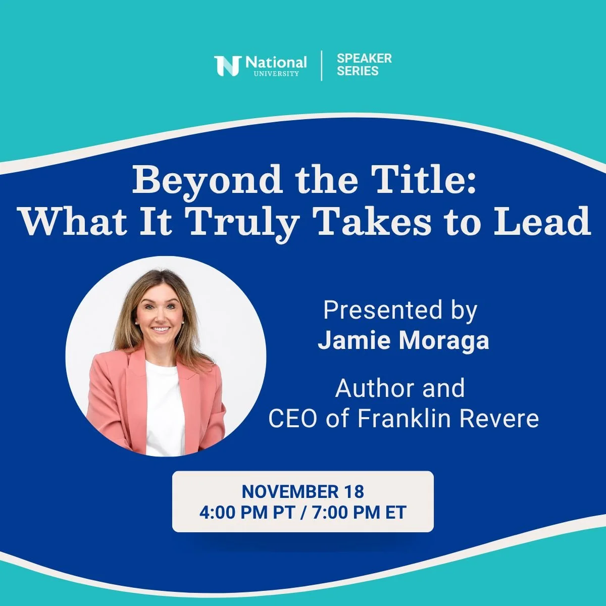 Image from National University Speaker Series featuring Author and CEO Jamie Moraga