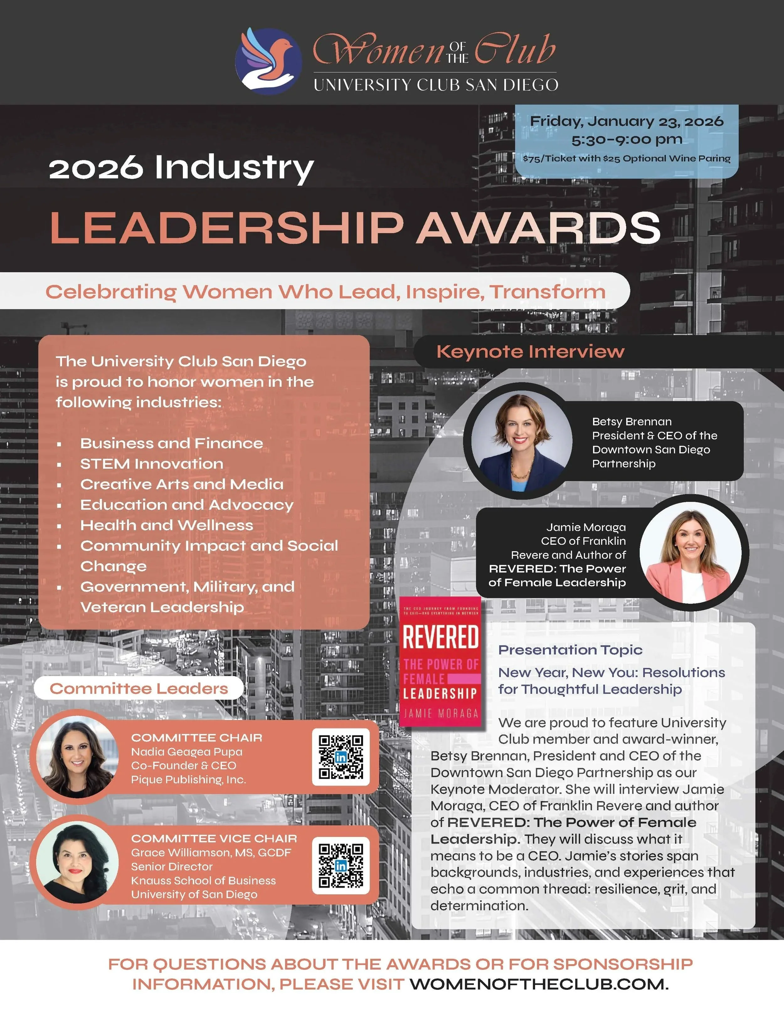 Jamie Moraga, author and CEO, featured with Betsy Brennan as speakers at the Women’s Industry Leadership Awards