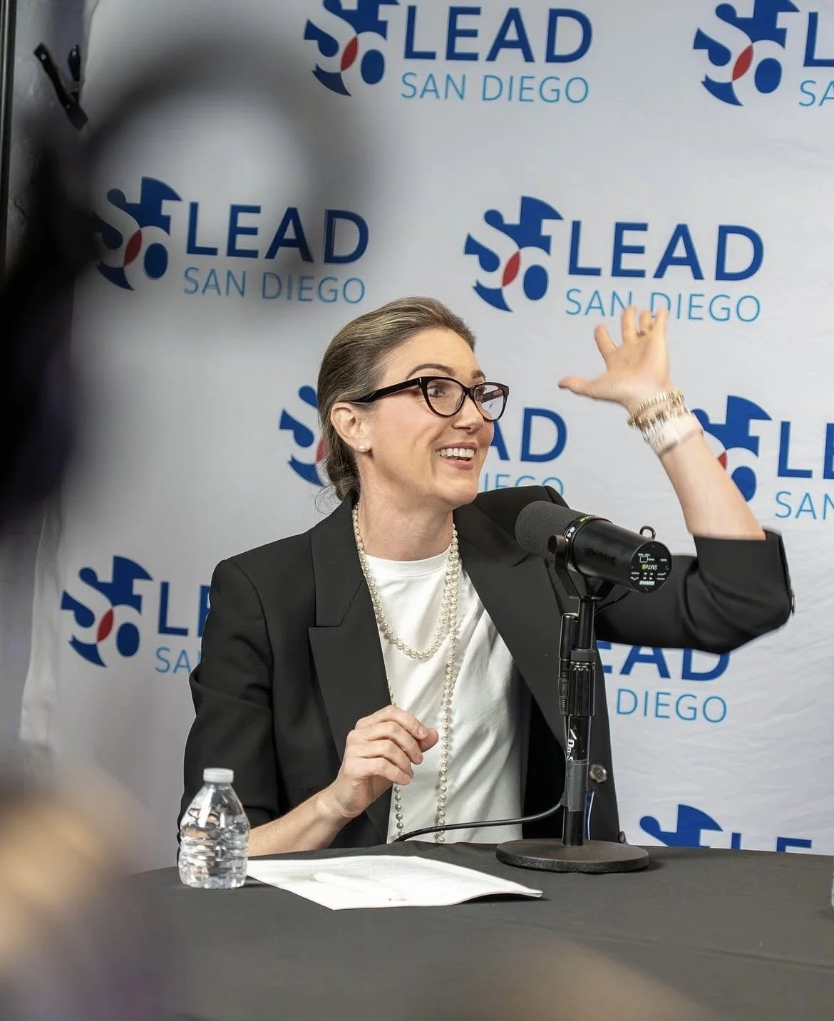 Author and CEO Jamie Moraga candid shot from LEADing San Diego podcast interview