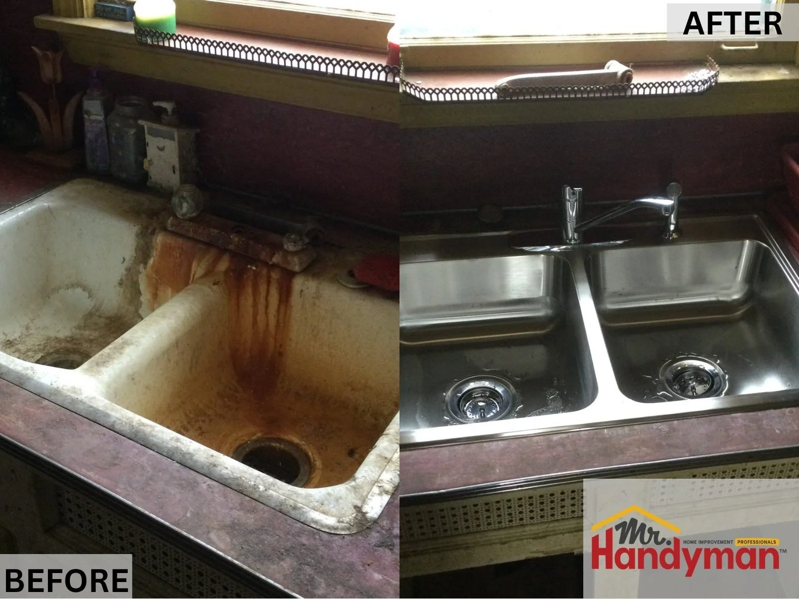 Modern stainless steel kitchen sink installation – Tampa handyman services