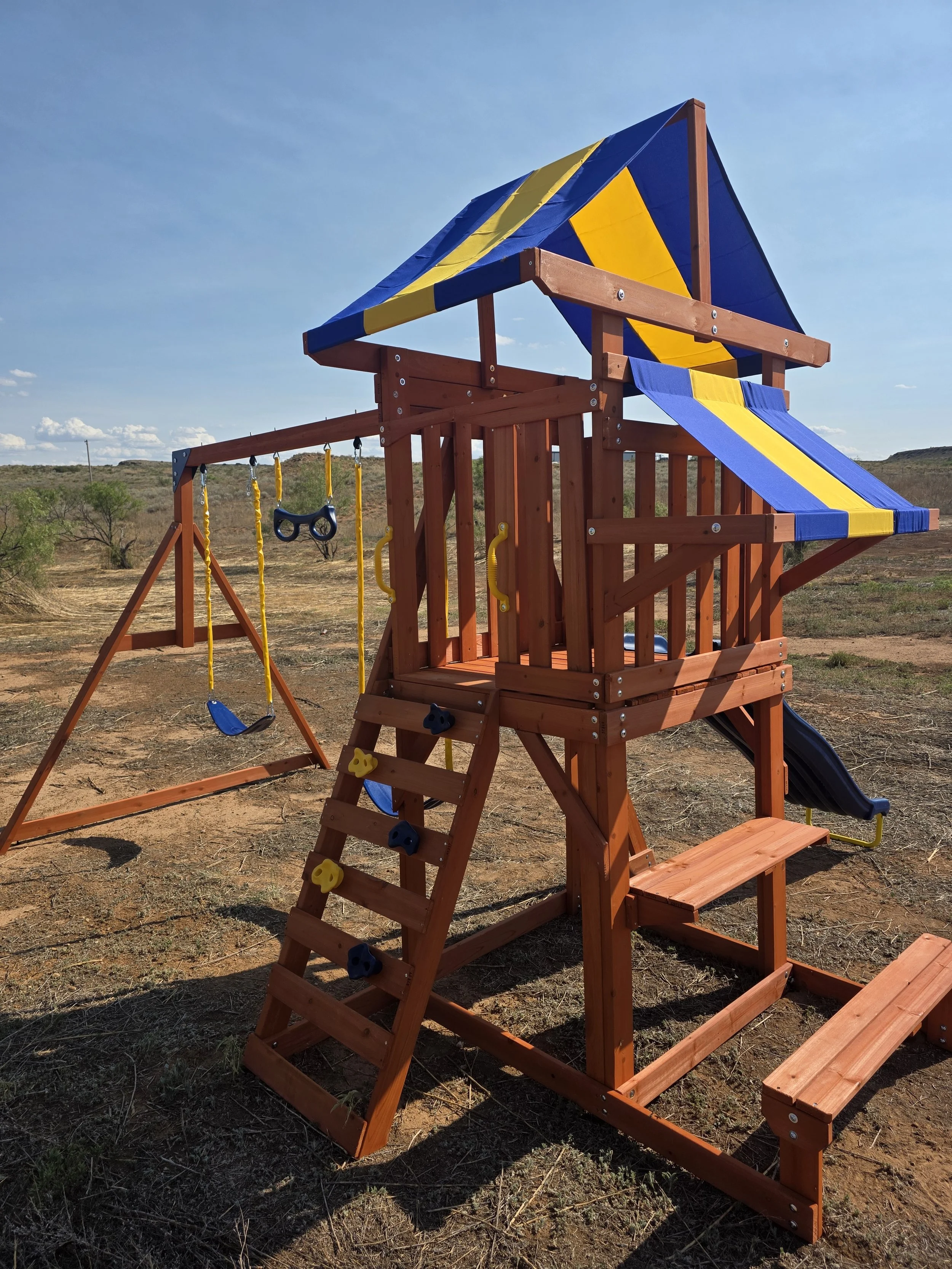 Expertly assembled this backyard playset according to the manufacturer's specifications, ensuring every component was securely installed and ready for safe family fun. 
