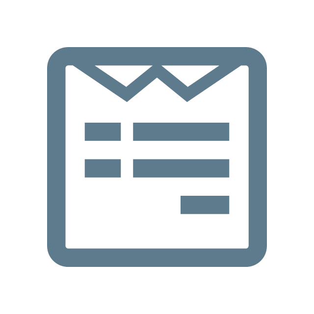 Icon of a receipt or invoice with lines and checkmarks.