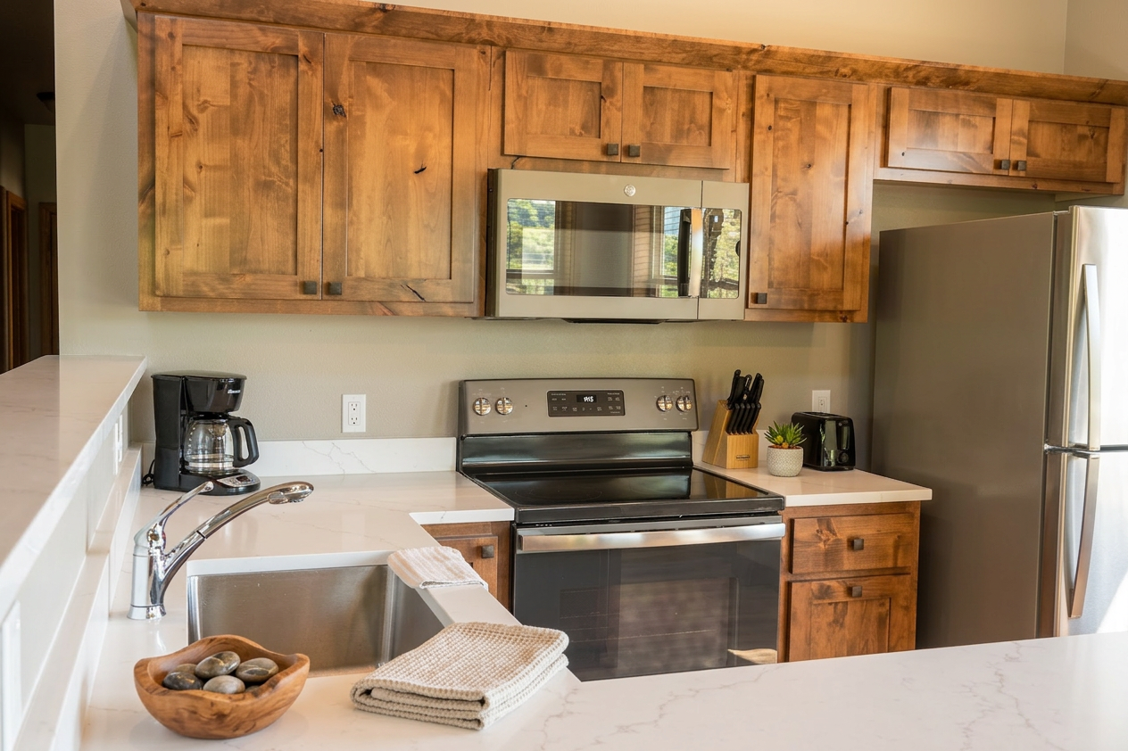 Full kitchen in Four Bedroom Cabin