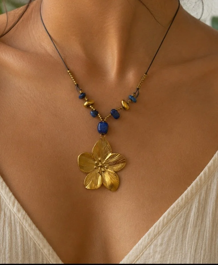 Bohemian Style Flower Charmed Necklace