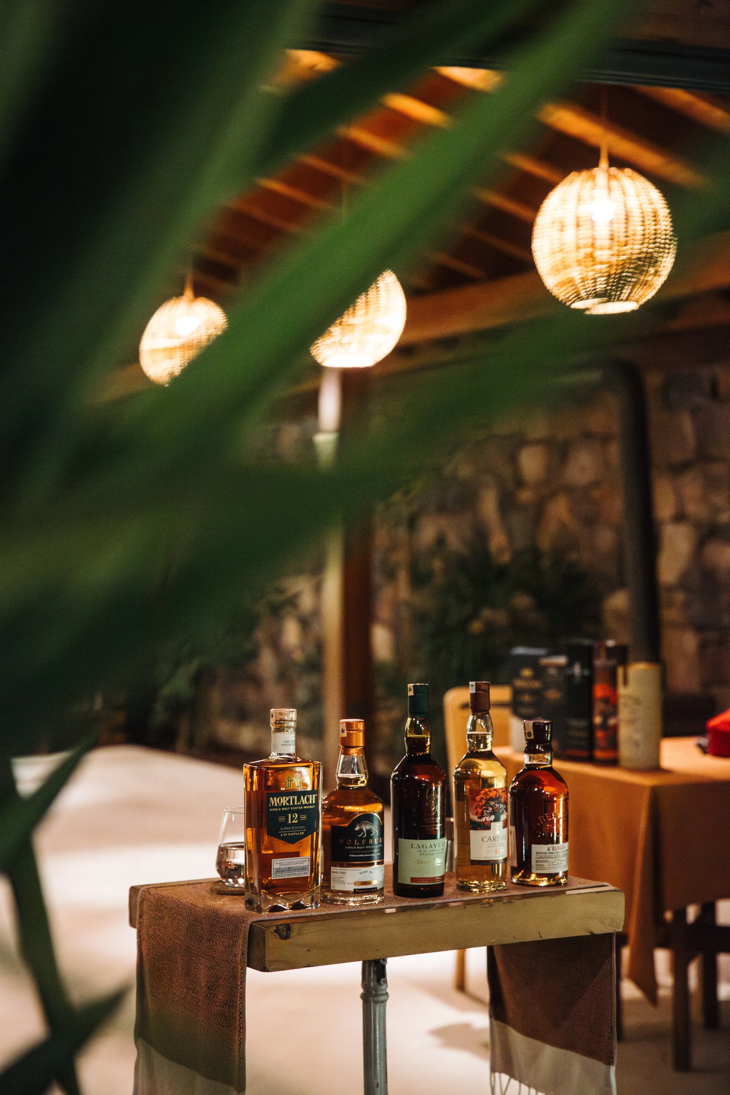 A tasting event organised by Whisky & Beyond. Whisky bottles displayed in an open air vebue.
