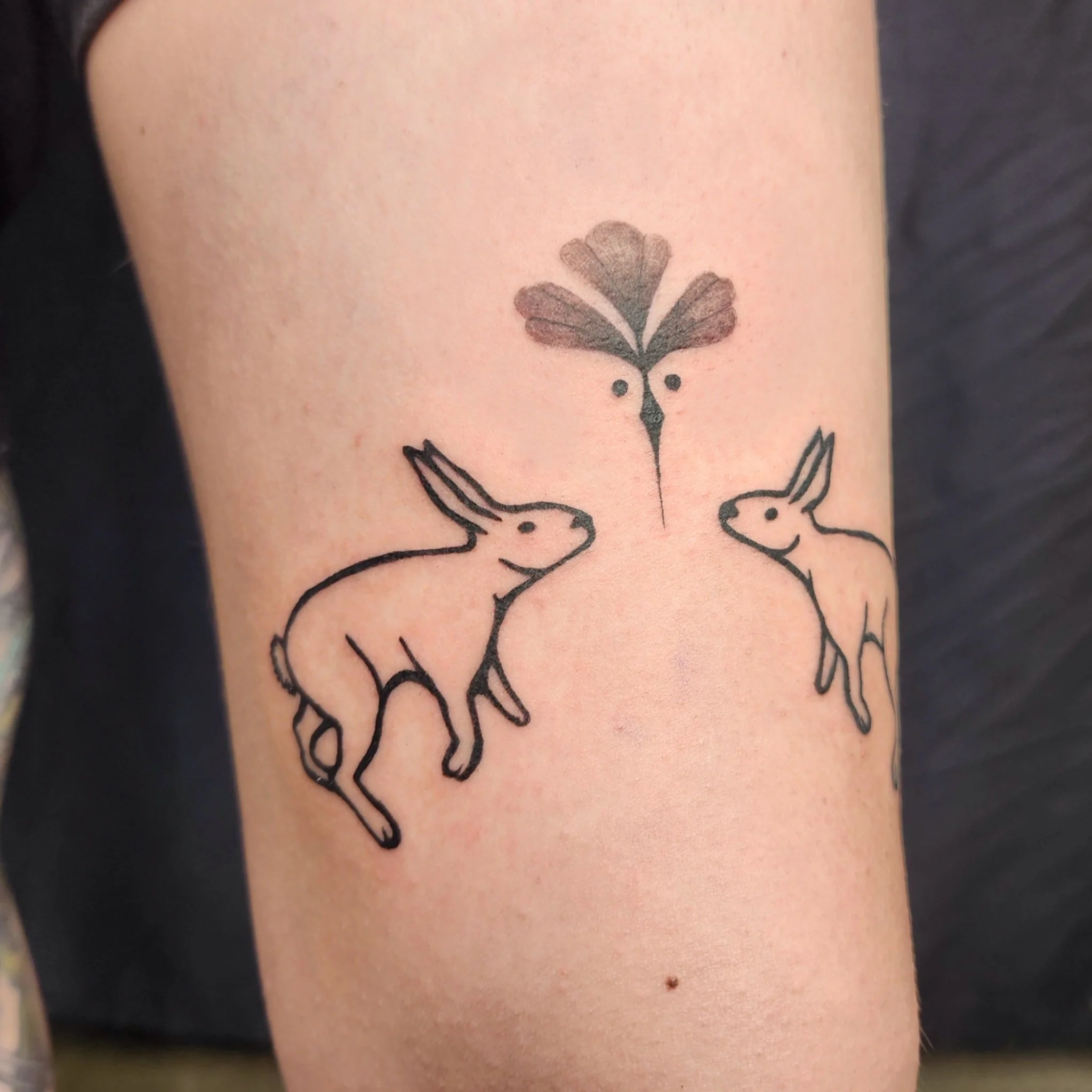Had fun doing this tattoo for @99.rabbits.tattoo 

 #yyctattoo #yyctattooartist #tattooart #woodcuttattoo #rabbittattoos