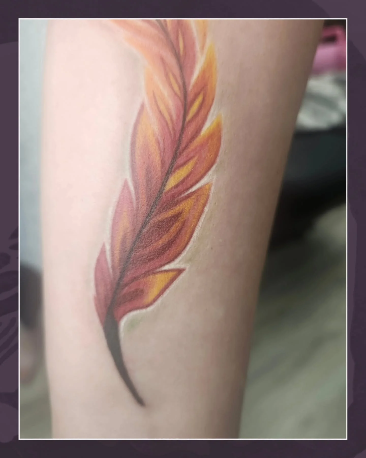This phoenix feather is more than just beautiful artwork. It represents everything my client has overcome and transformed into. It was also her first tattoo and it was a delight to get to know her and her story.

When someone comes to me for their fi