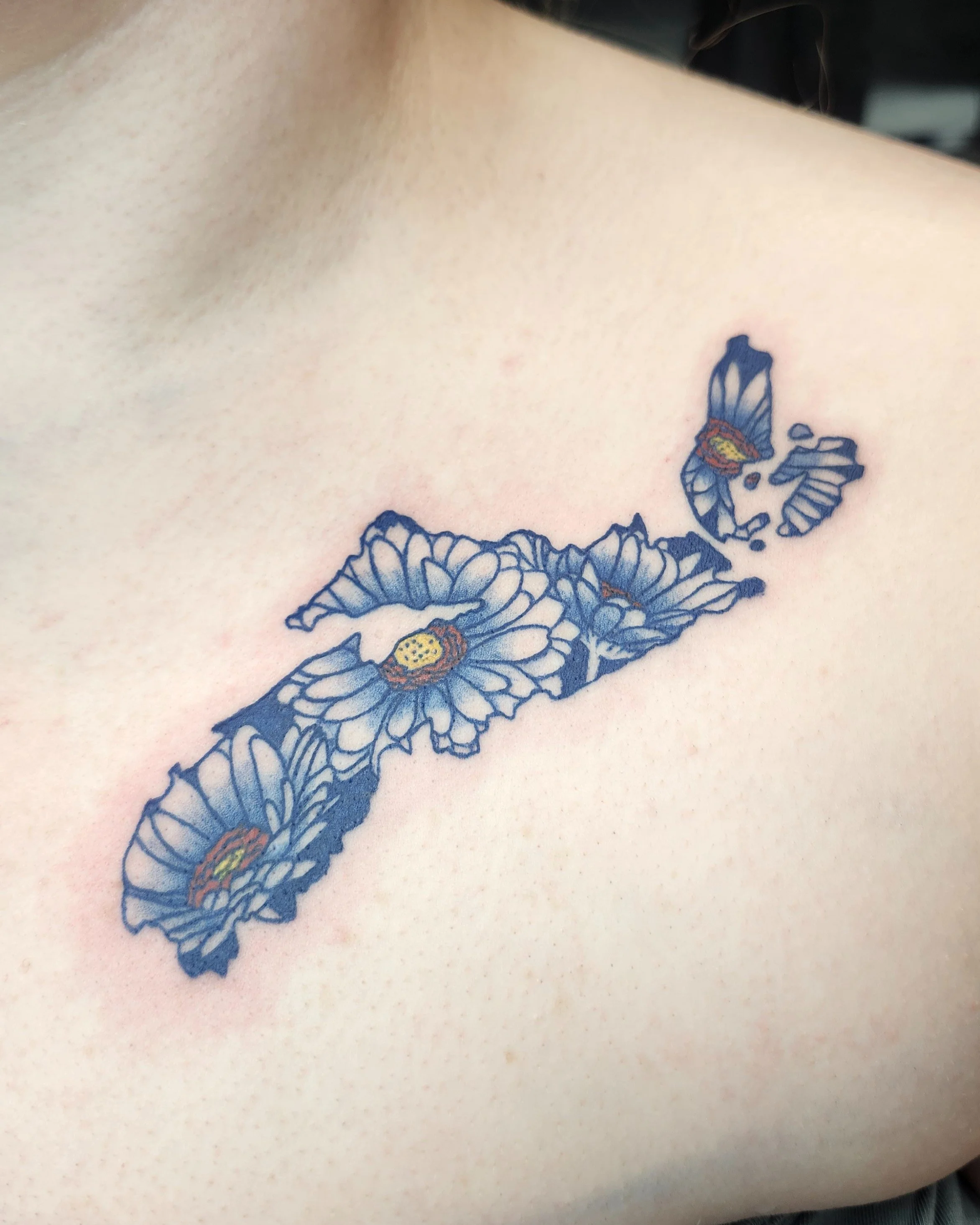 Carrying a piece of home, always.

#novascotia #colourtattoo #daisy #tattooideas #memorialtattoo