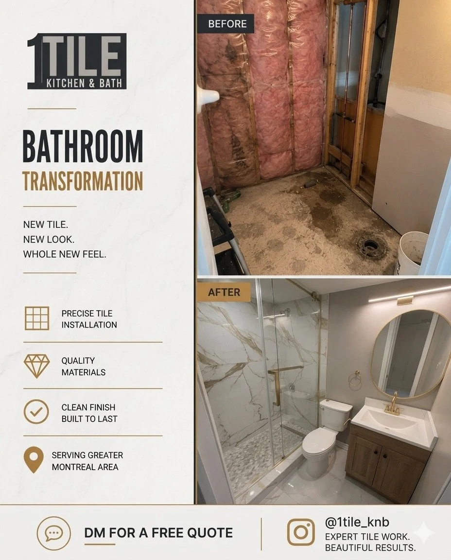 It&rsquo;s all about the foundation. 🛠️

You see the beautiful tile and gold finishes, but the magic happens in the prep. From a solid mortar base to the final grout line, we ensure every custom shower in Montreal is built to stay leak-free and look