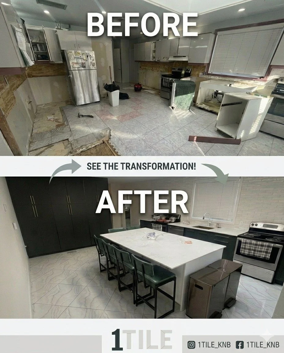 Big changes, bigger results. 🏡✨

This total kitchen overhaul proves that with the right vision (and the right tile), any space can be elevated.

Looking to refresh your space? Send us a DM for an estimate. 📩

#KitchenRemodel #KitchenDesign #BeforeA