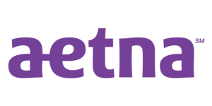 Aetna logo with purple lowercase letters.