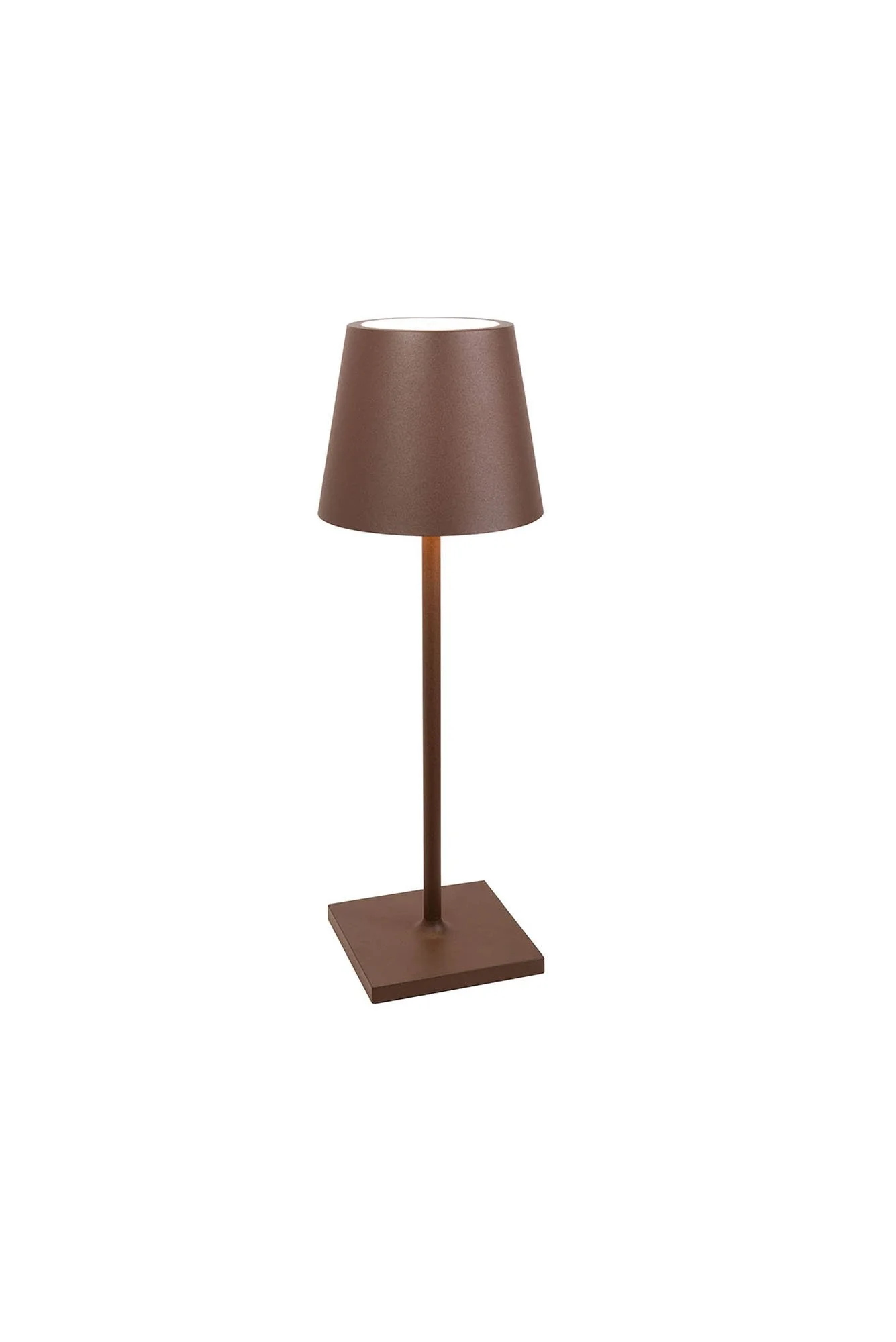 Poldina Pro Mini cordless rechargeable rust-colored lamp with touch dimming and three different color temperatures, Evelyn's Emporium Saint Paul