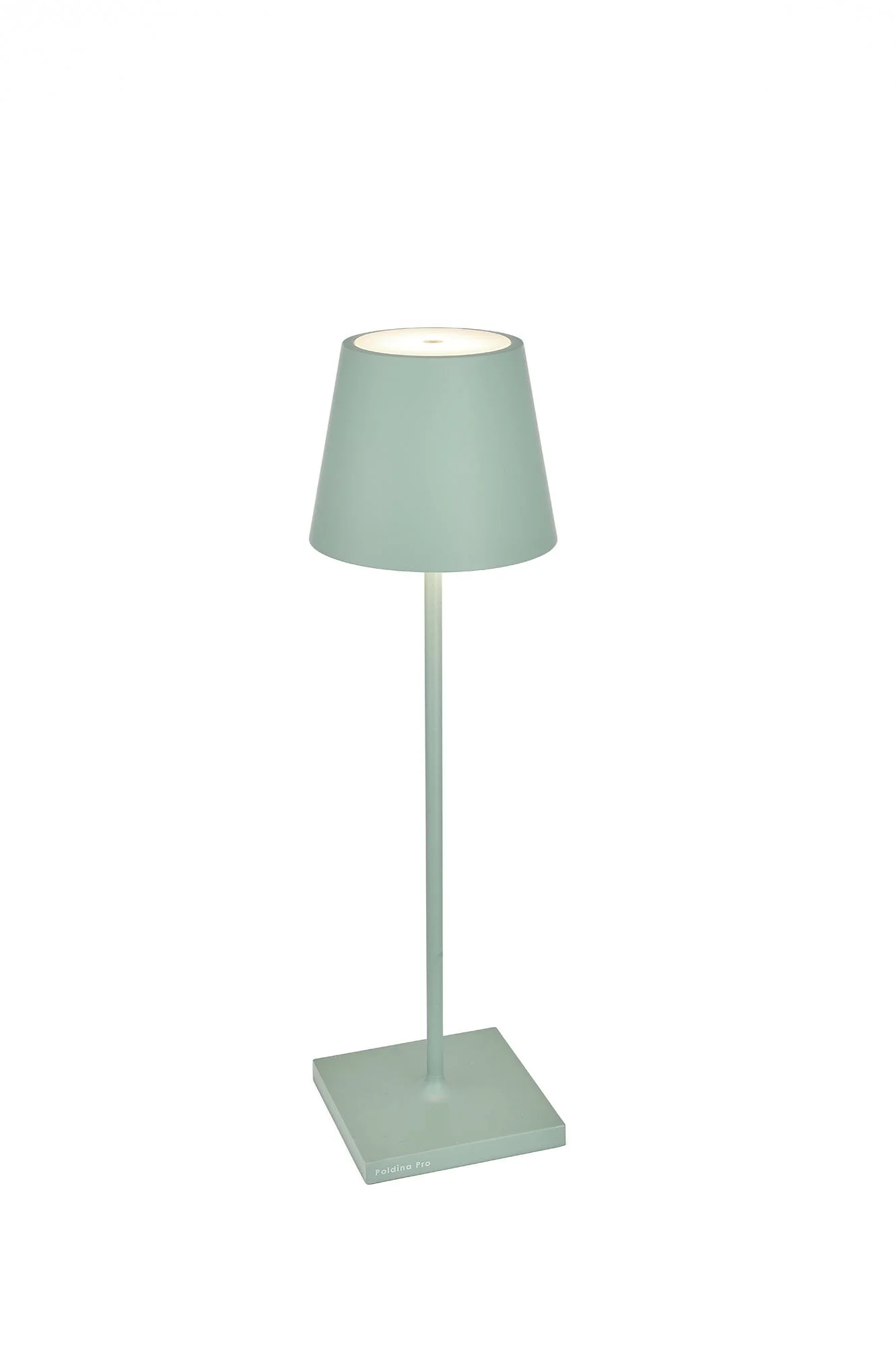 Poldina Pro Mini cordless rechargeable sage-colored lamp with touch dimming and three different color temperatures, Evelyn's Emporium Saint Paul