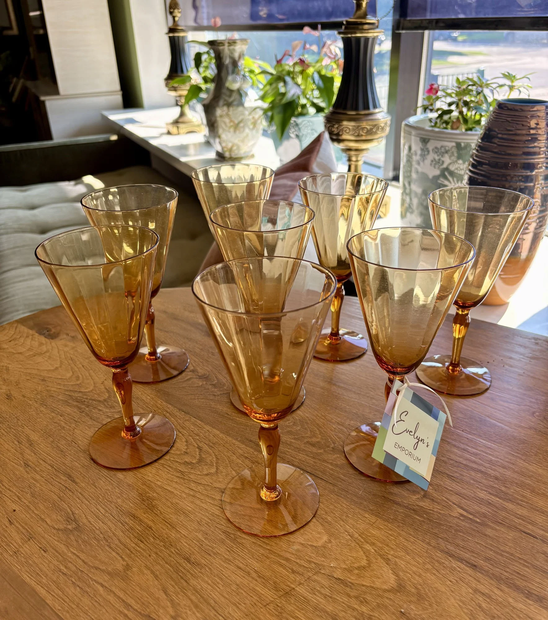 Amber Fostoria Set of 8 Wine Goblets