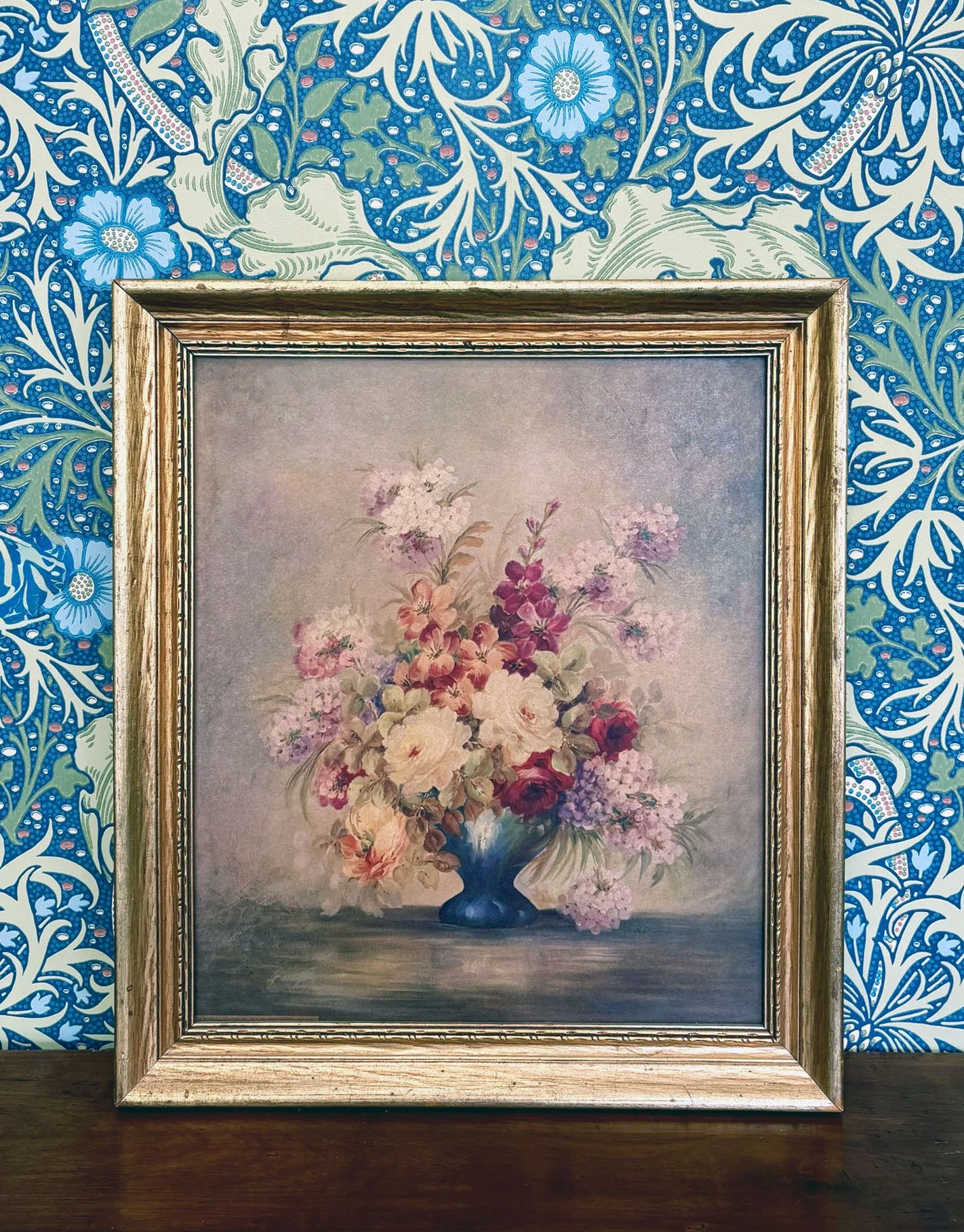 “Floral Mystic” Still Life in Gold Frame