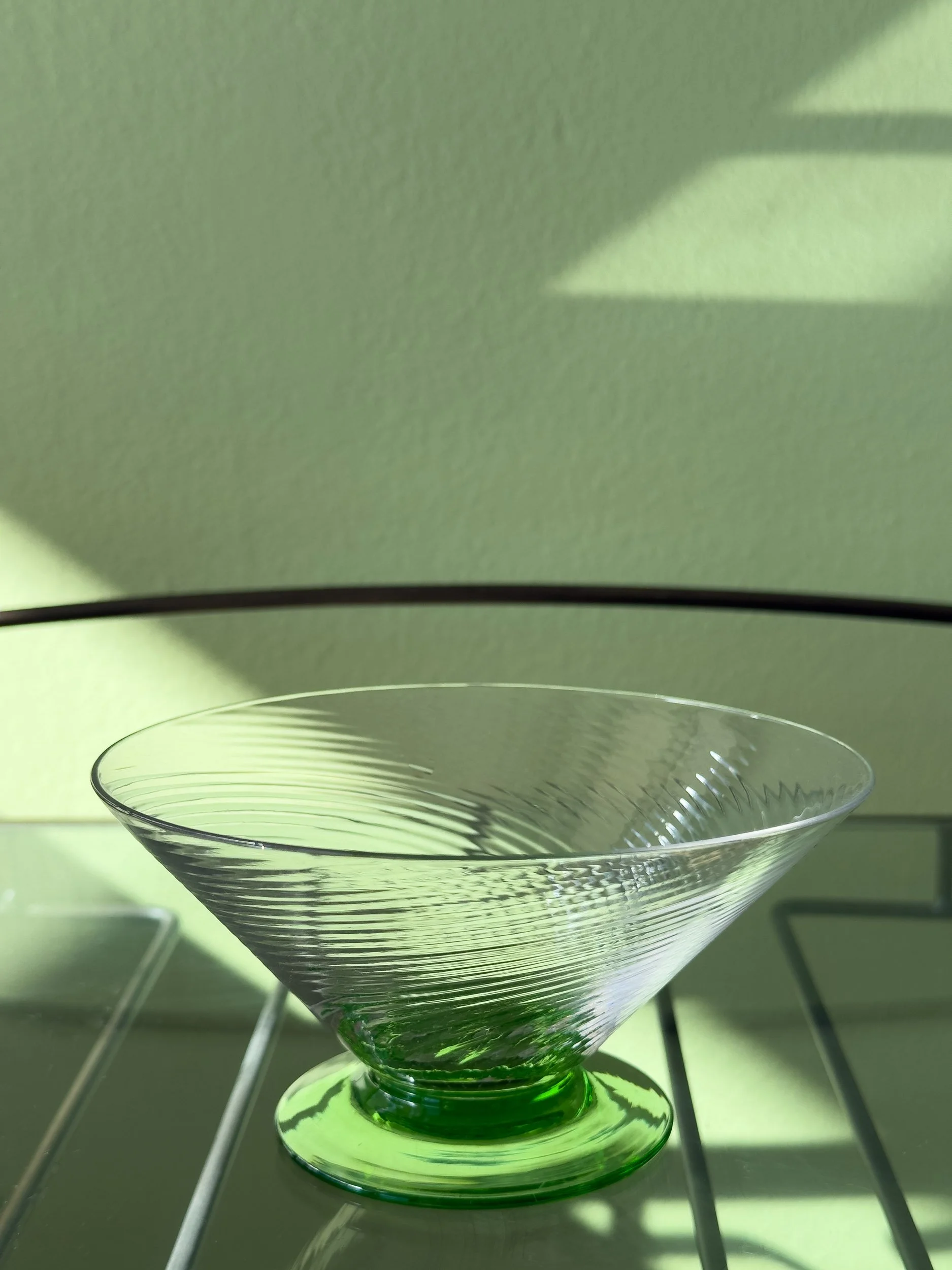 A turn-of-the-century uranium glass footed sherbet dish, Evelyn's Emporium Saint Paul