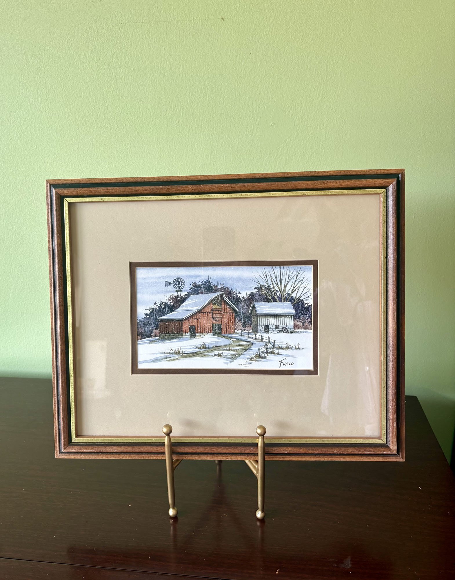 Original Watercolor "Red Barn Landscape" by Don Fusco